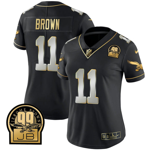 Camisa NFL Women’s Jerome Brown Retired Patch Dourada & Kelly Jersey