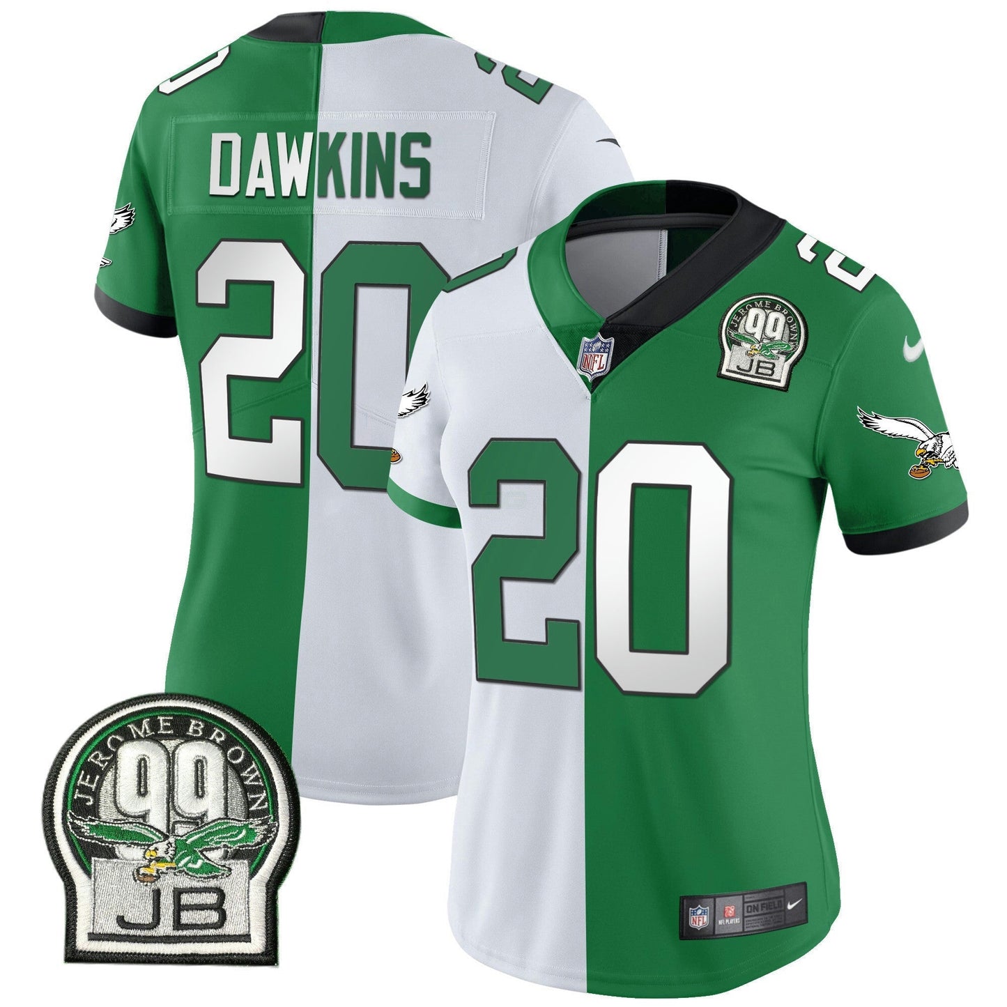 Camisa NFL Women’s Jerome Brown Retired Patch Dourada & Kelly Jersey