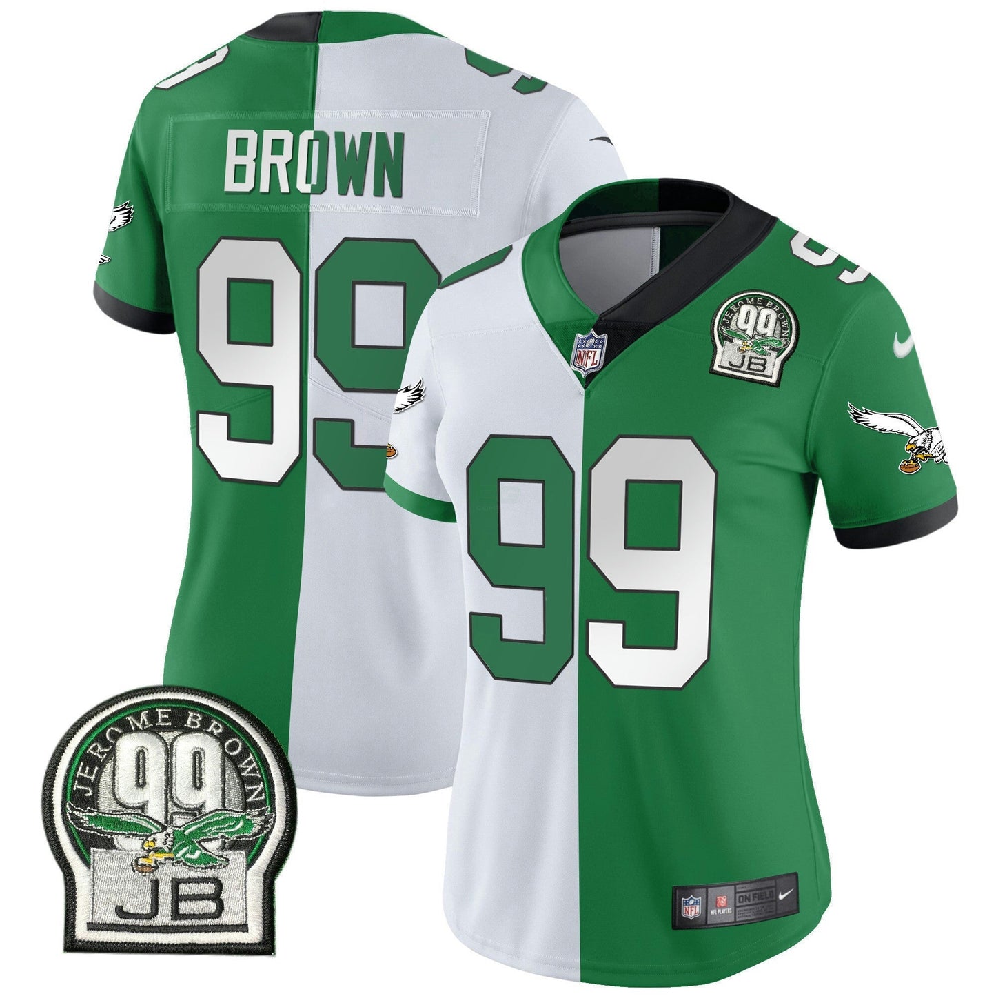 Camisa NFL Women’s Jerome Brown Retired Patch Dourada & Kelly Jersey