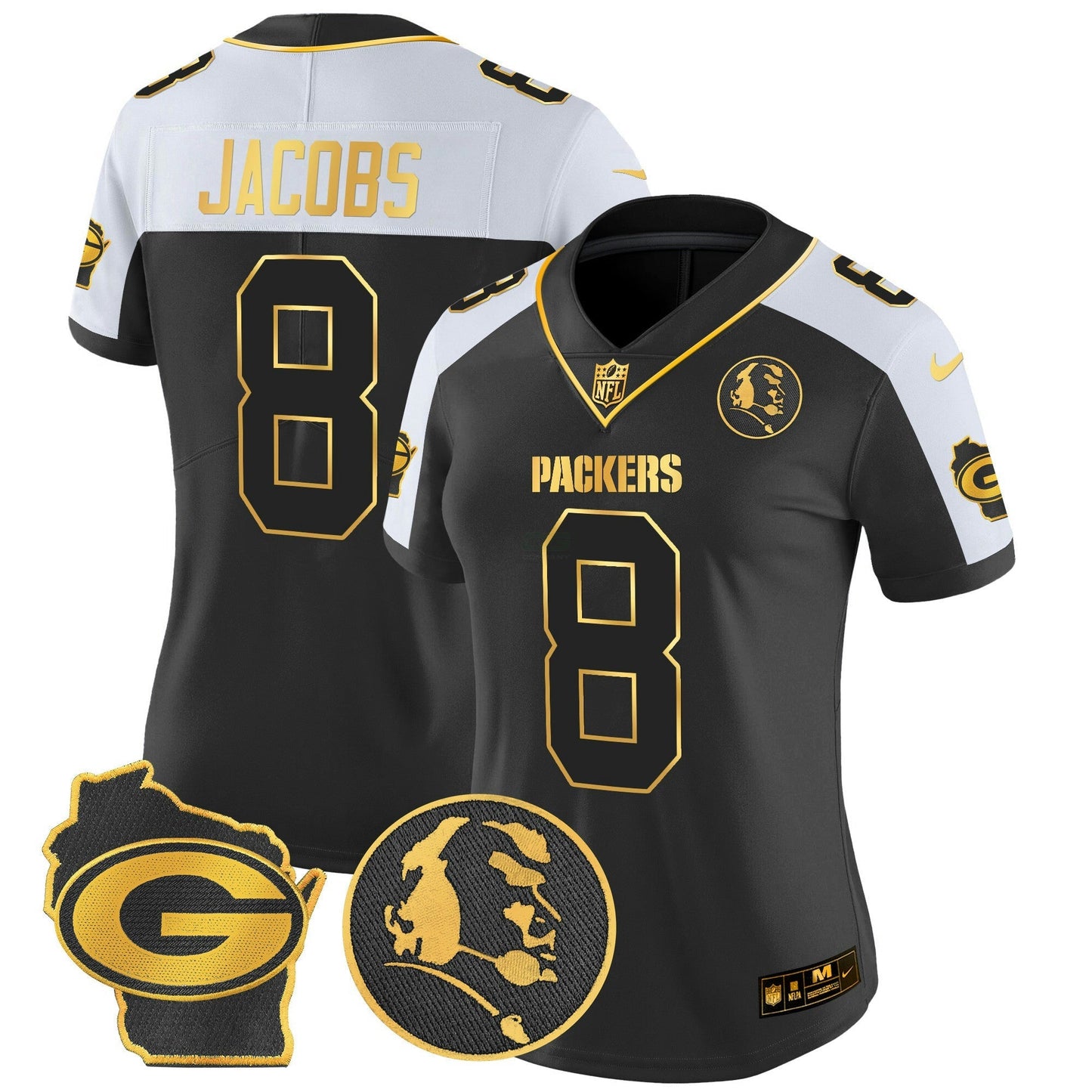 Camisa NFL Women’s John Madden & Home Patch Dourada Vapor Limited Jersey