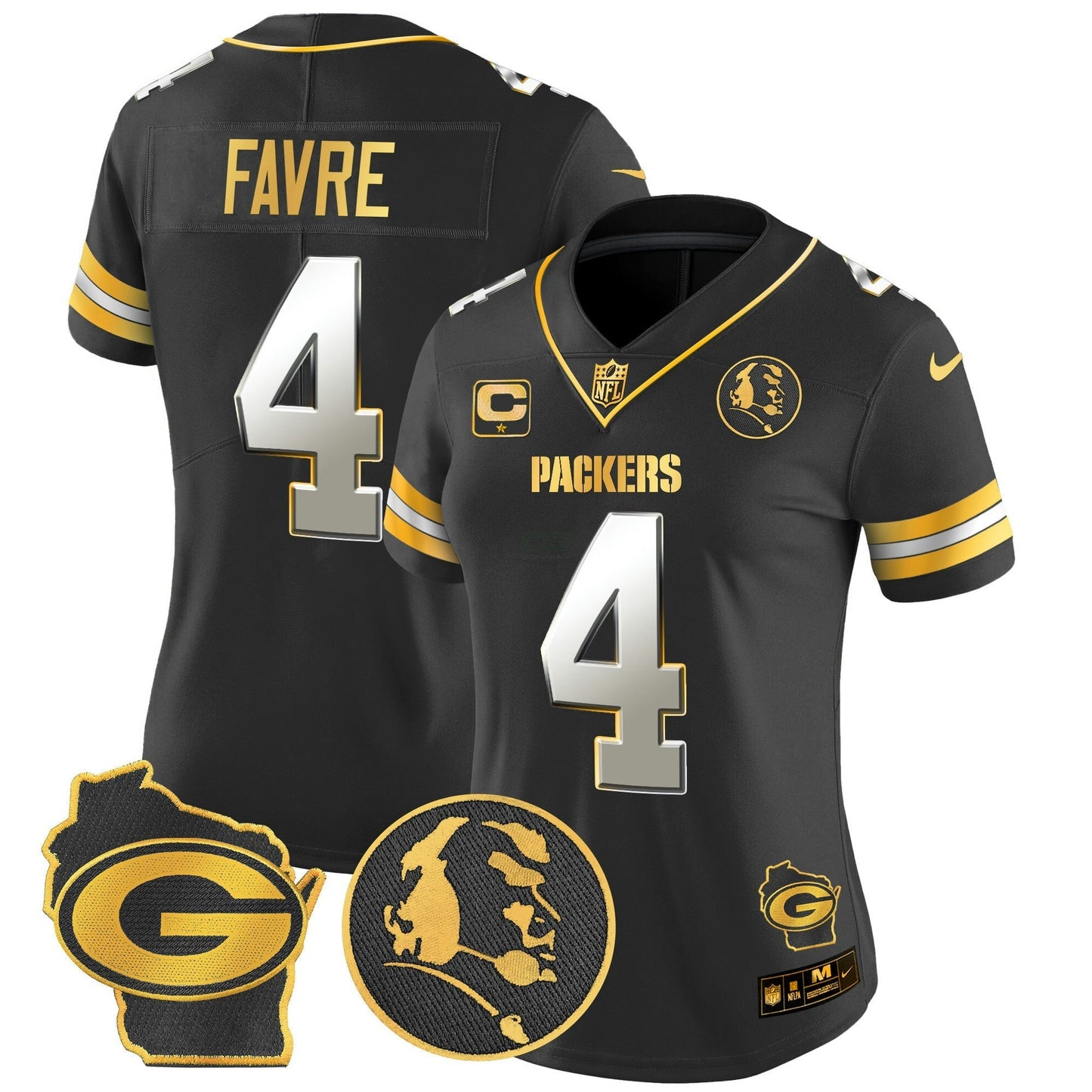 Camisa NFL Women’s John Madden & Home Patch Dourada Vapor Limited Jersey