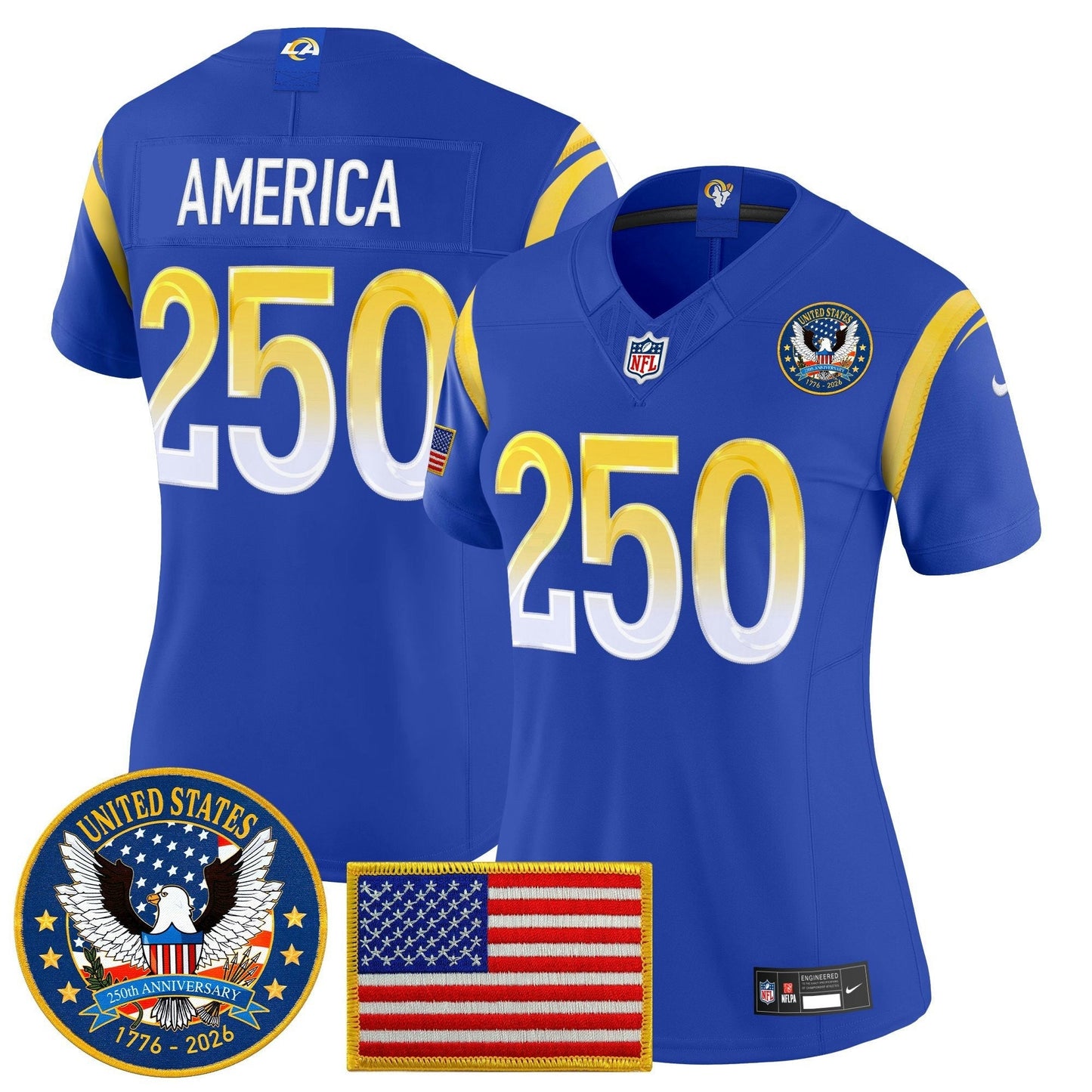 Camisa NFL Women’s Los Angeles 2025 “United States 250th Anniversary Patch” Vapor Limited Jersey