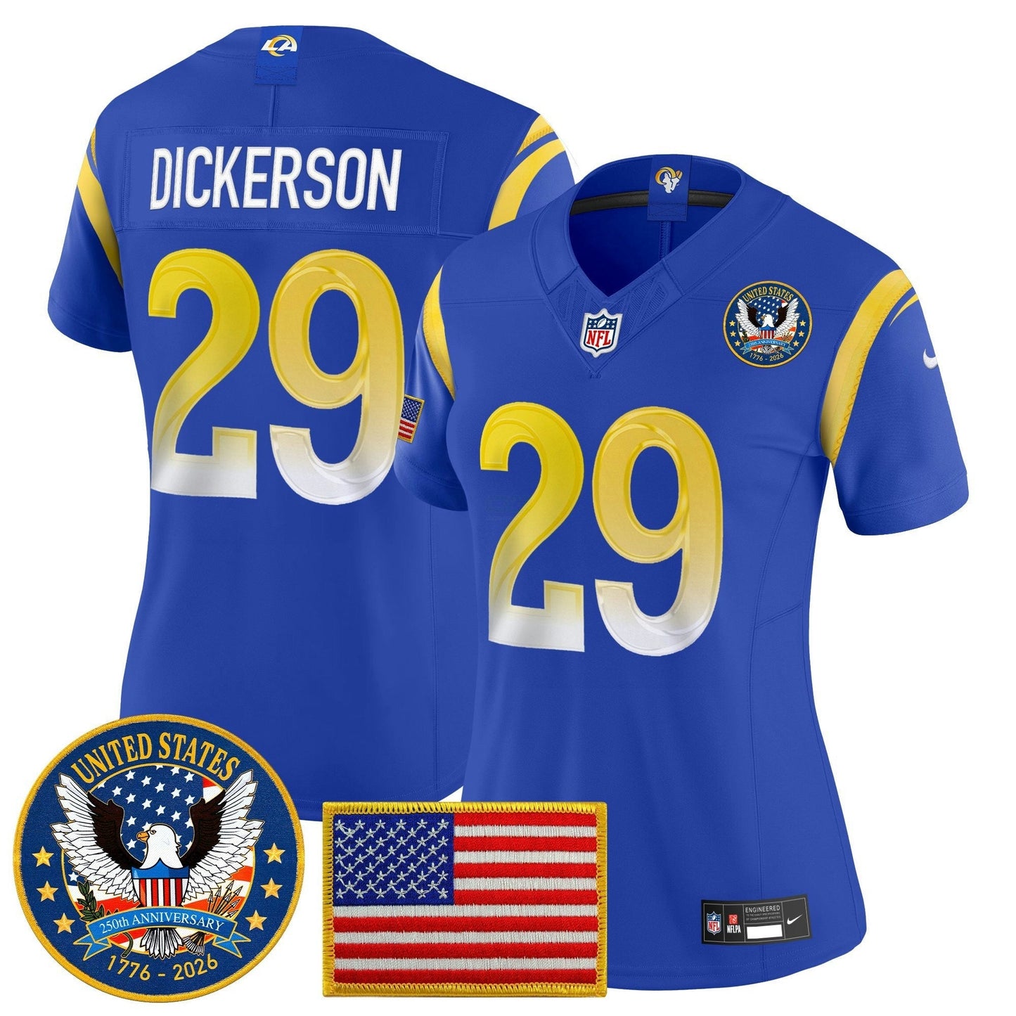 Camisa NFL Women’s Los Angeles 2025 “United States 250th Anniversary Patch” Vapor Limited Jersey