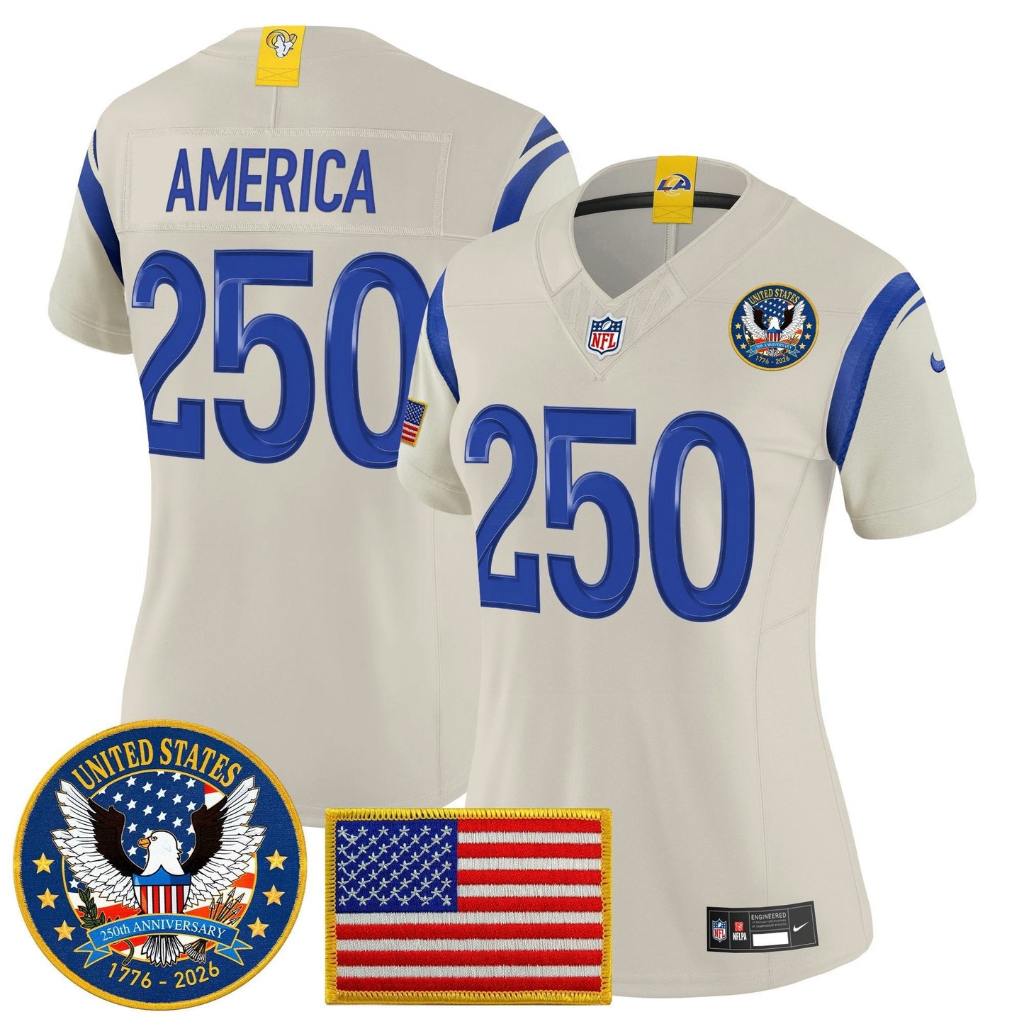 Camisa NFL Women’s Los Angeles 2025 “United States 250th Anniversary Patch” Vapor Limited Jersey