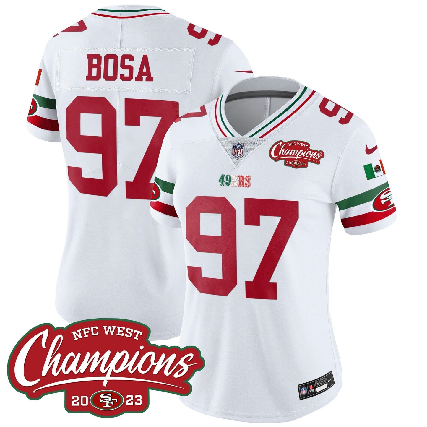 Camisa NFL Women’s Mexico 2023 NFC West Champions Patch Vapor Jersey