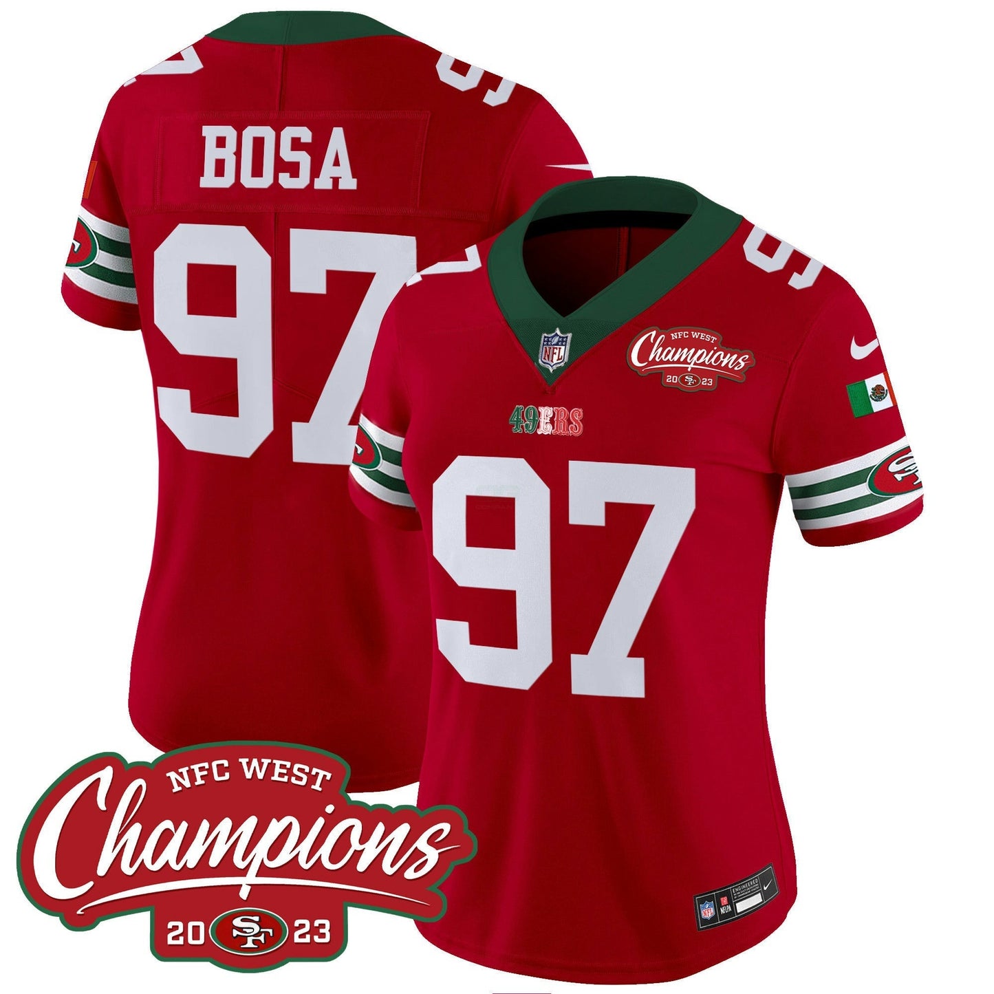 Camisa NFL Women’s Mexico 2023 NFC West Champions Patch Vapor Jersey