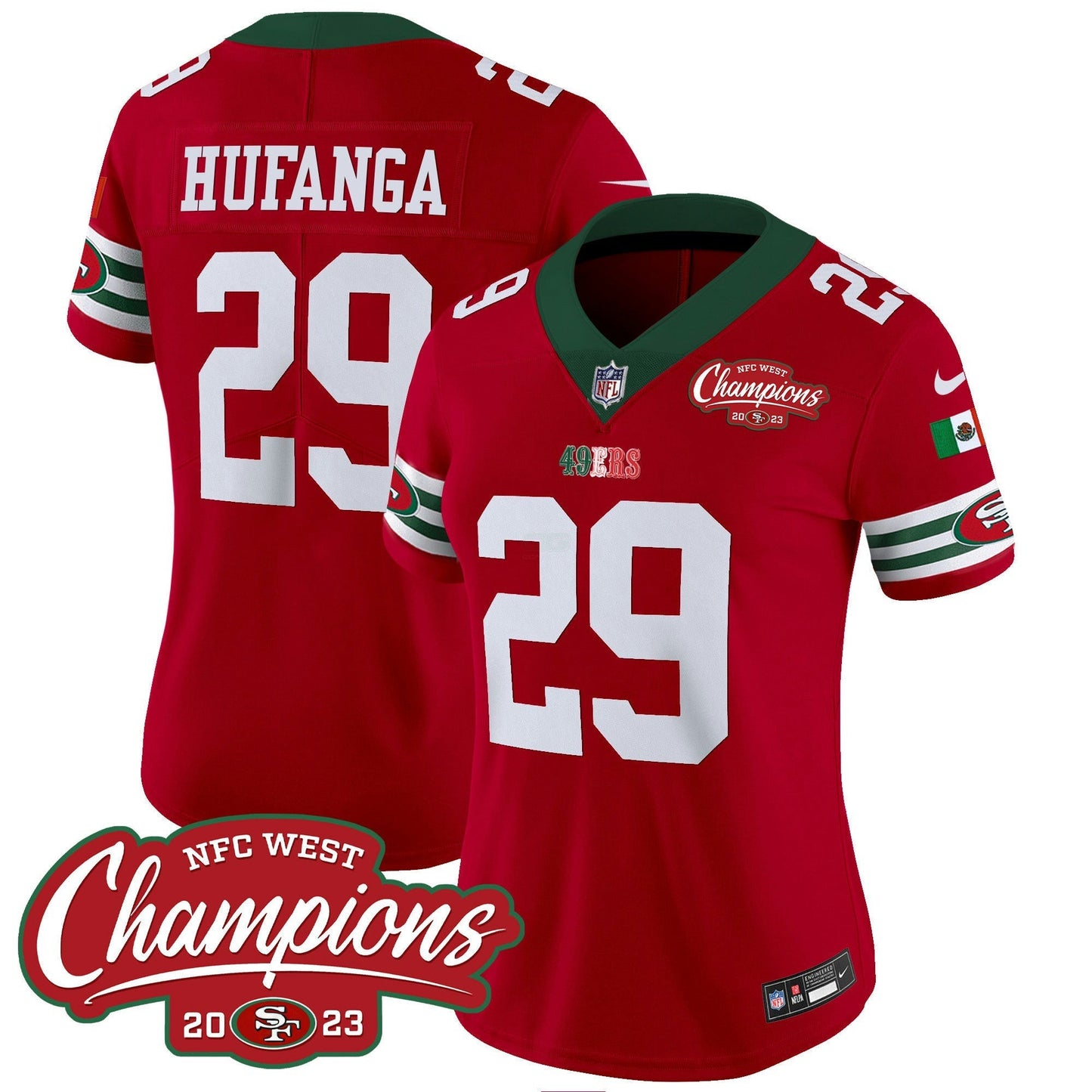 Camisa NFL Women’s Mexico 2023 NFC West Champions Patch Vapor Jersey