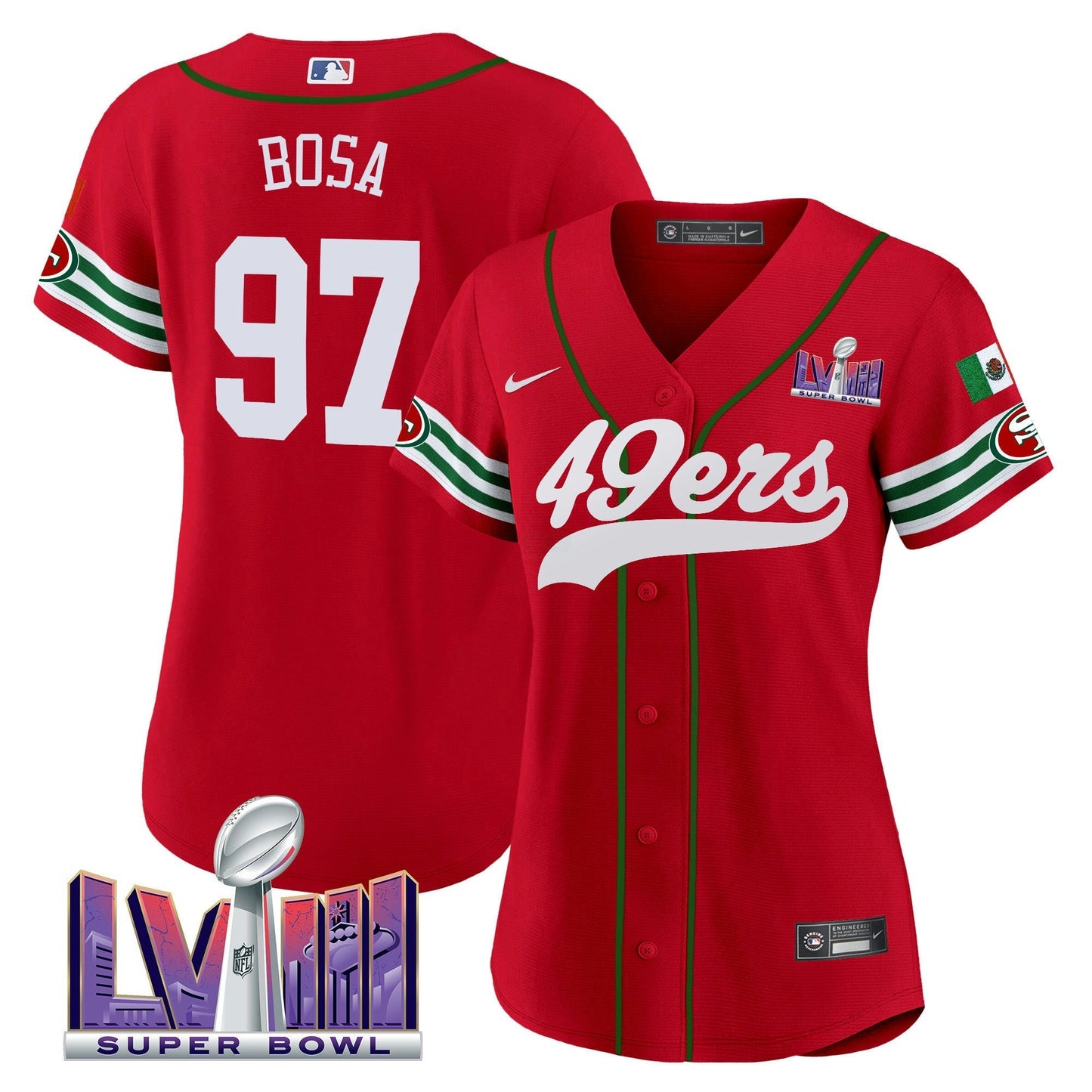Camisa NFL Women’s Mexico Super Bowl LVIII Patch Jersey