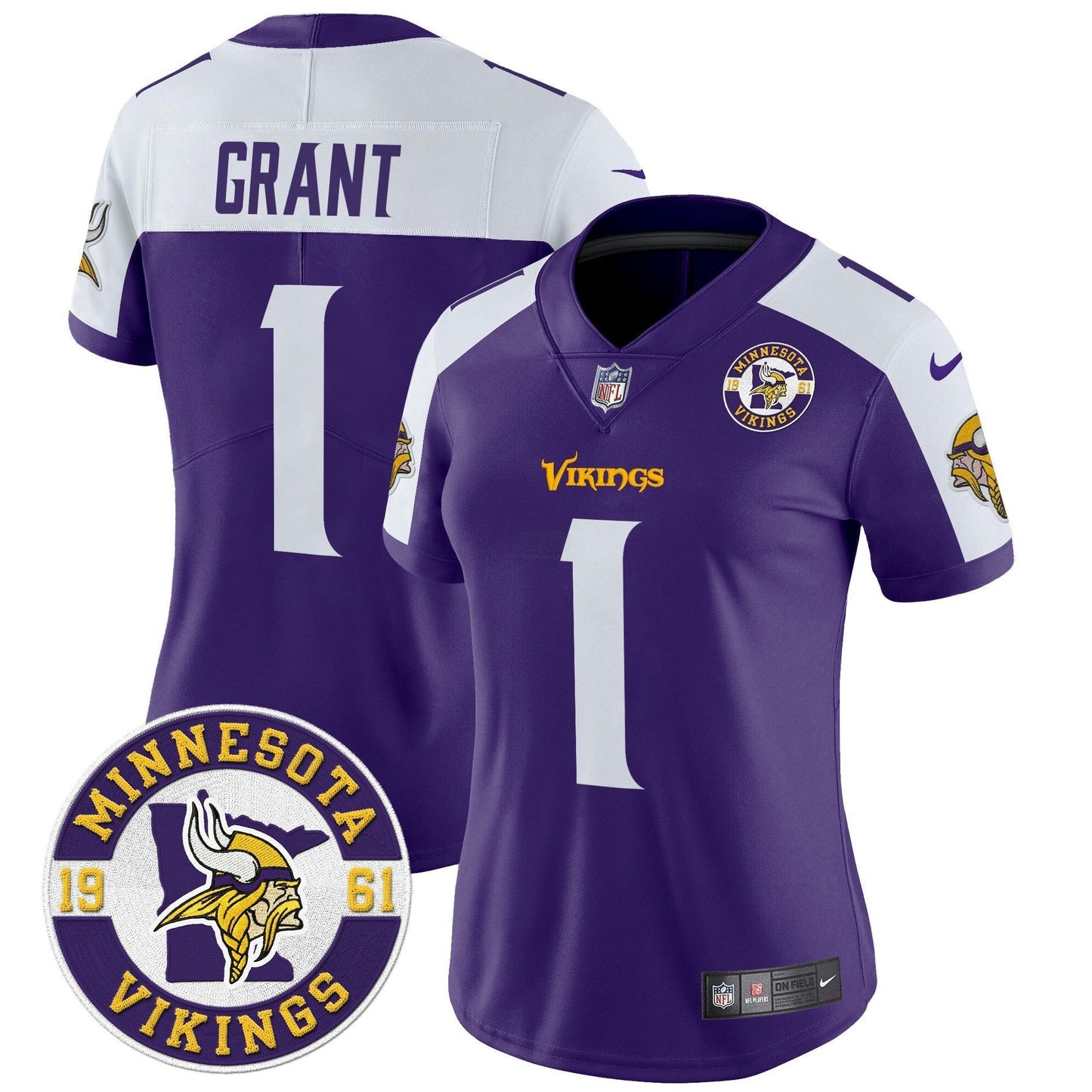 Camisa NFL Women’s Minnesota 2024 Vapor Limited Jersey V2 – Est. 1961 Patch