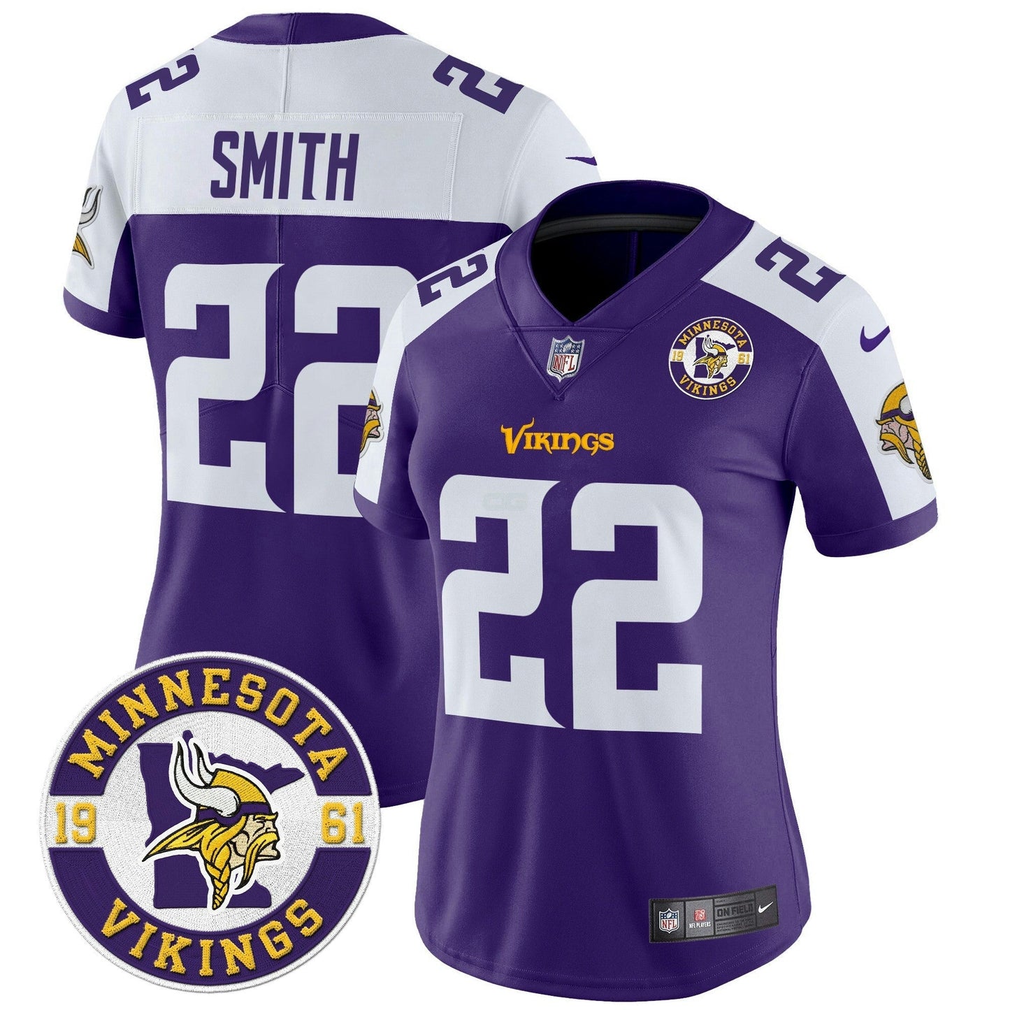 Camisa NFL Women’s Minnesota 2024 Vapor Limited Jersey V2 – Est. 1961 Patch
