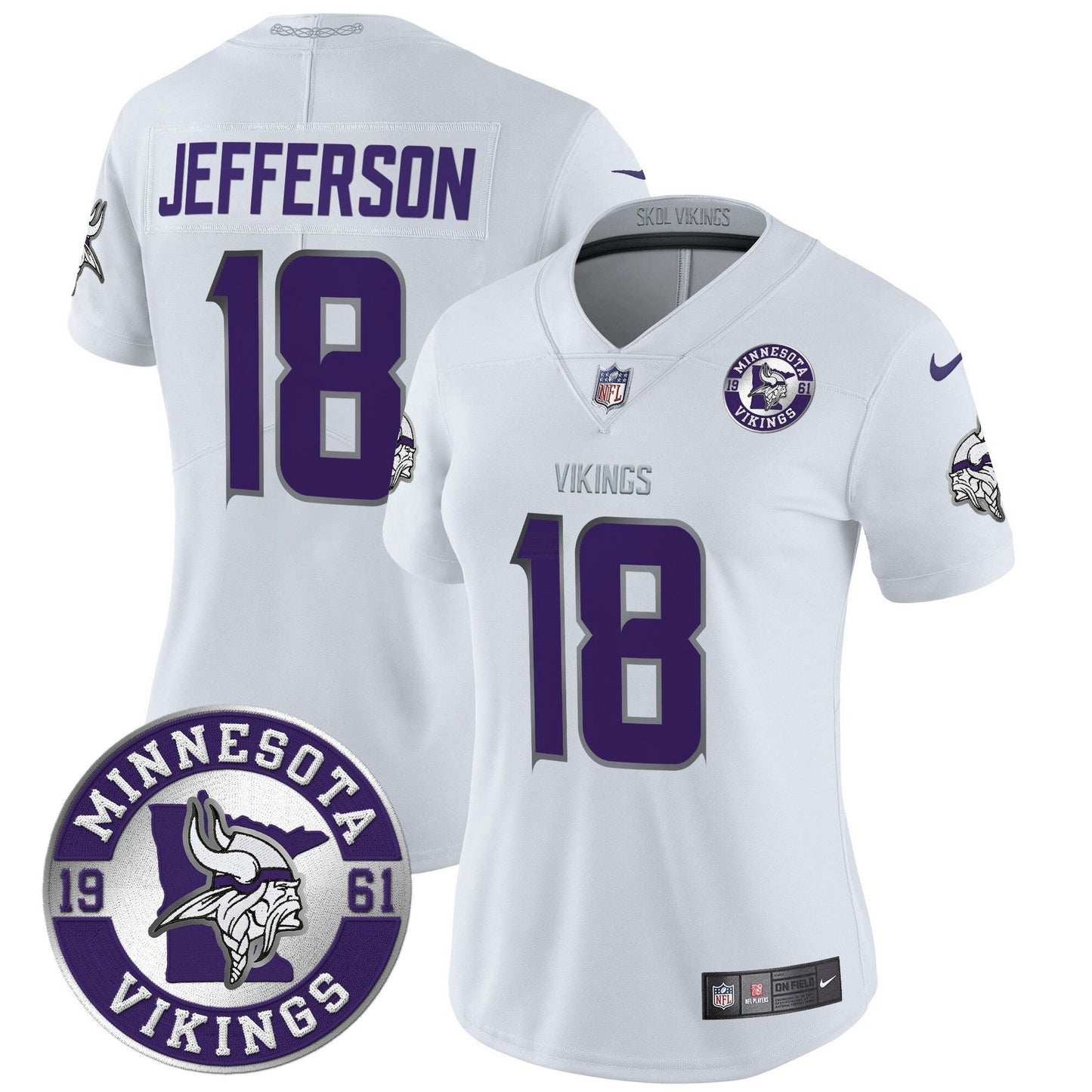Camisa NFL Women’s Minnesota 2024 Vapor Limited Jersey V2 – Est. 1961 Patch