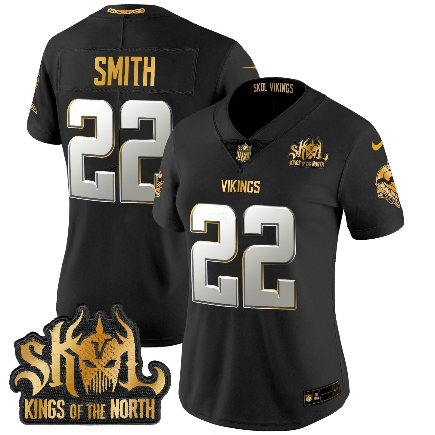 Camisa NFL Women’s Minnesota 2024 Winter Warrior Skol Patch Dourada Vapor Limited Jersey
