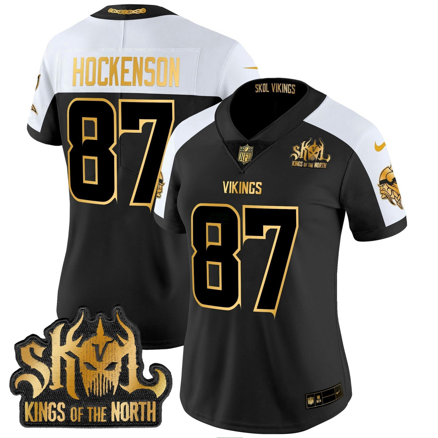 Camisa NFL Women’s Minnesota 2024 Winter Warrior Skol Patch Dourada Vapor Limited Jersey