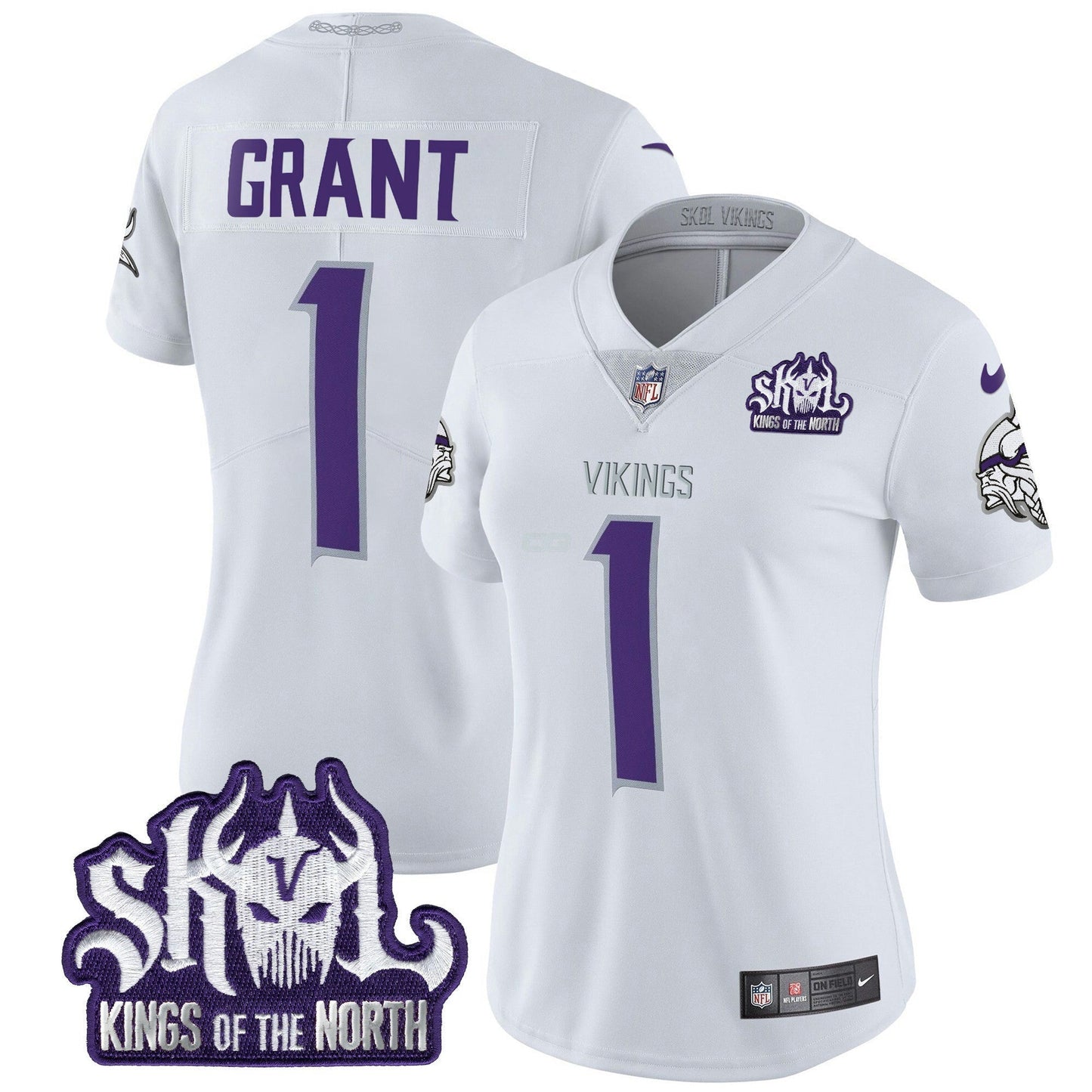 Camisa NFL Women’s Minnesota 2024 Winter Warrior Skol Patch Vapor Limited Jersey