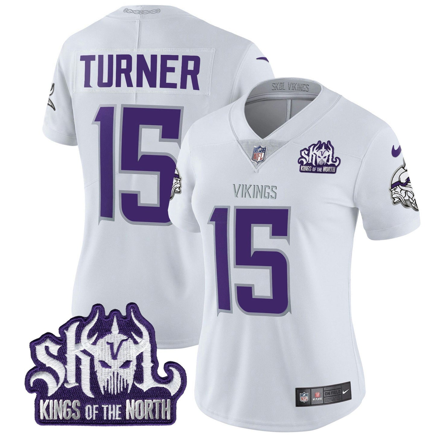 Camisa NFL Women’s Minnesota 2024 Winter Warrior Skol Patch Vapor Limited Jersey