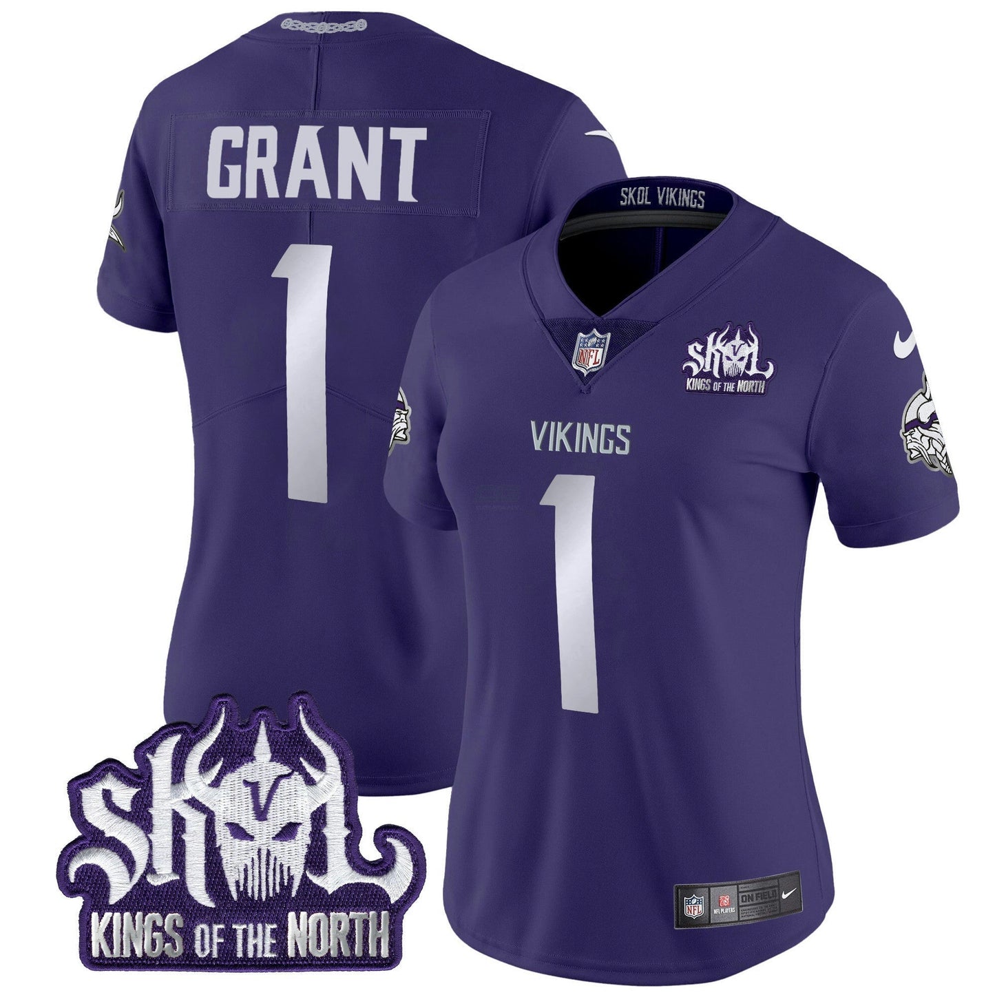Camisa NFL Women’s Minnesota 2024 Winter Warrior Skol Patch Vapor Limited Jersey