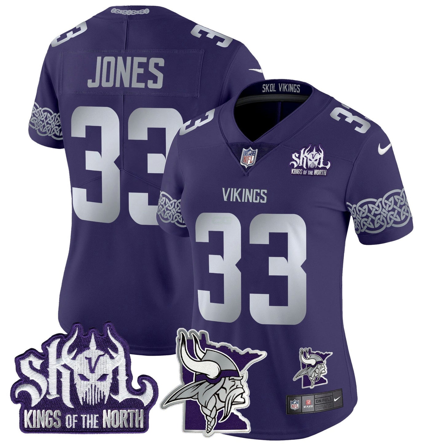 Camisa NFL Women’s Minnesota 2024 Winter Warrior Skol Patch Vapor Limited Jersey V2