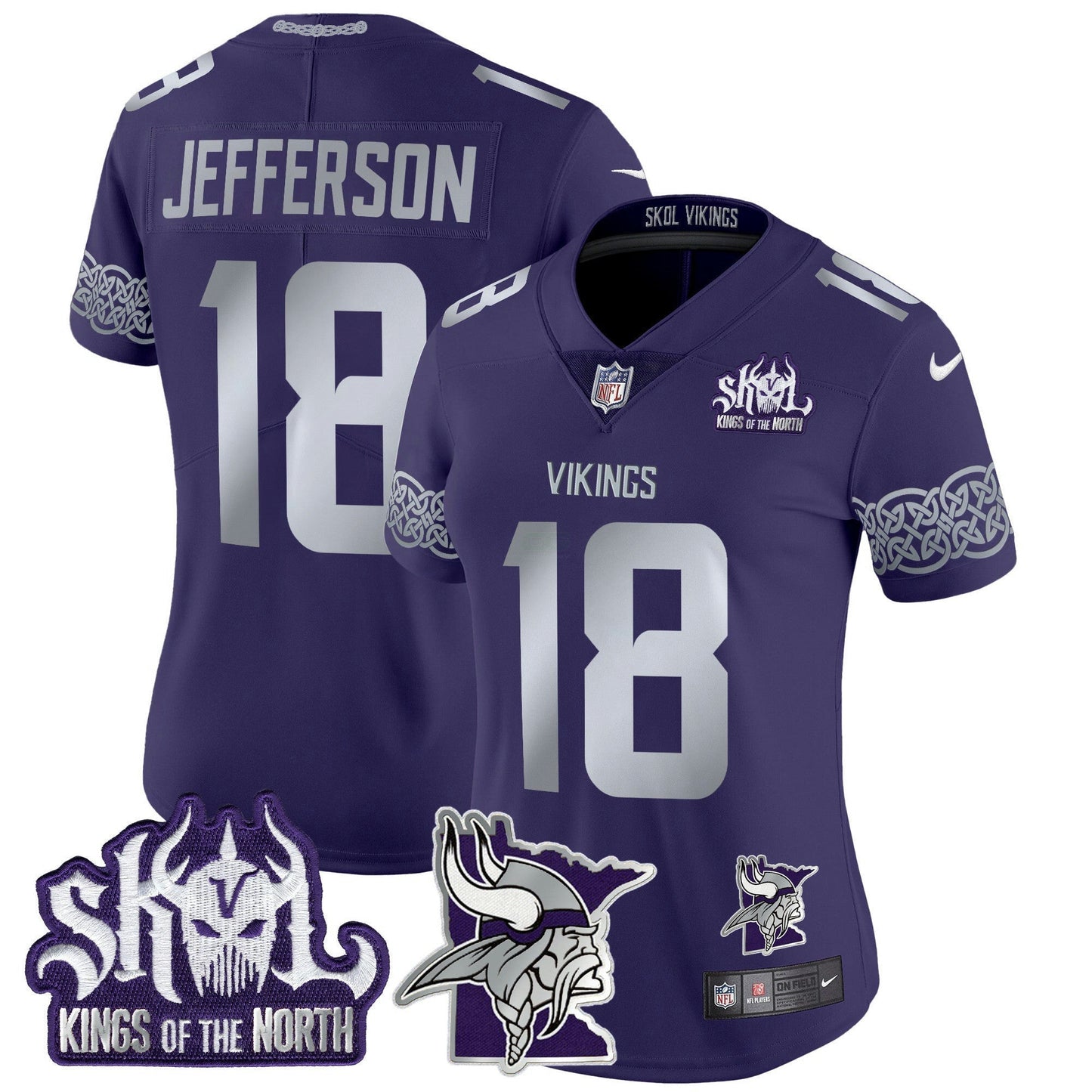 Camisa NFL Women’s Minnesota 2024 Winter Warrior Skol Patch Vapor Limited Jersey V2