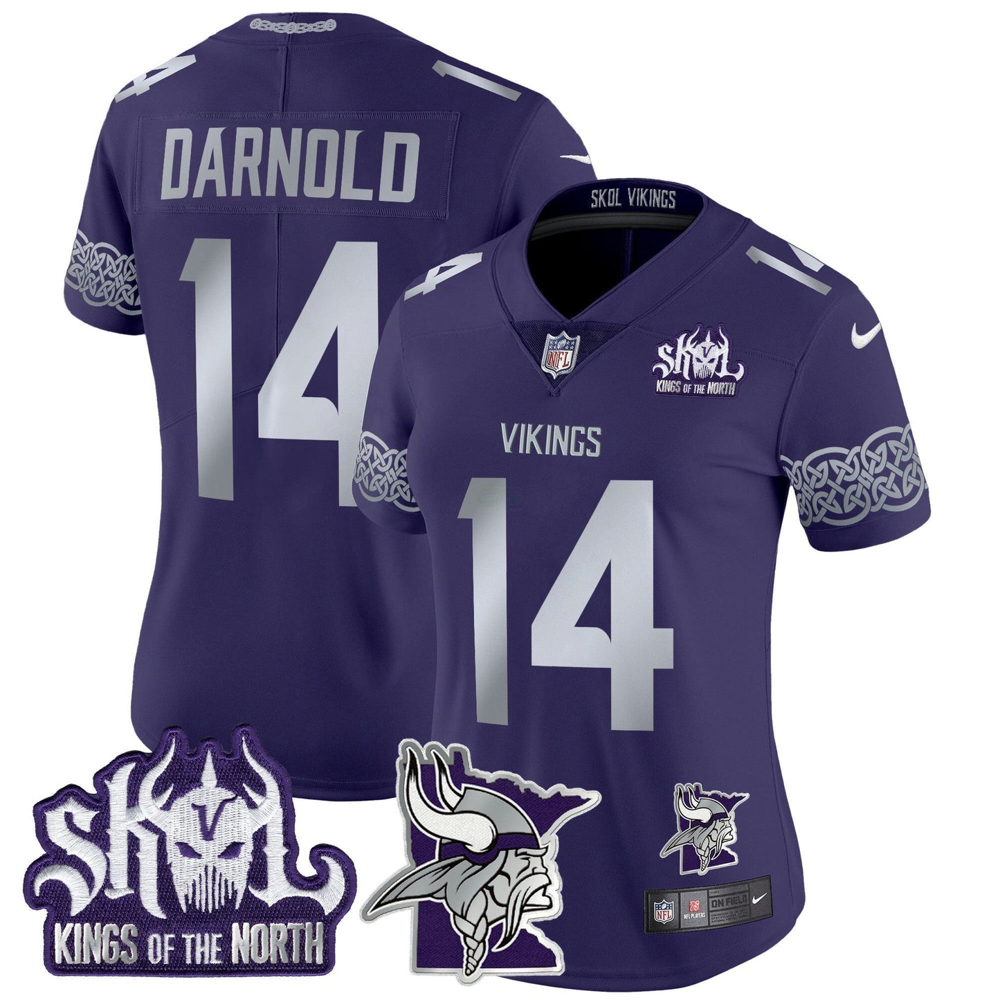 Camisa NFL Women’s Minnesota 2024 Winter Warrior Skol Patch Vapor Limited Jersey V2