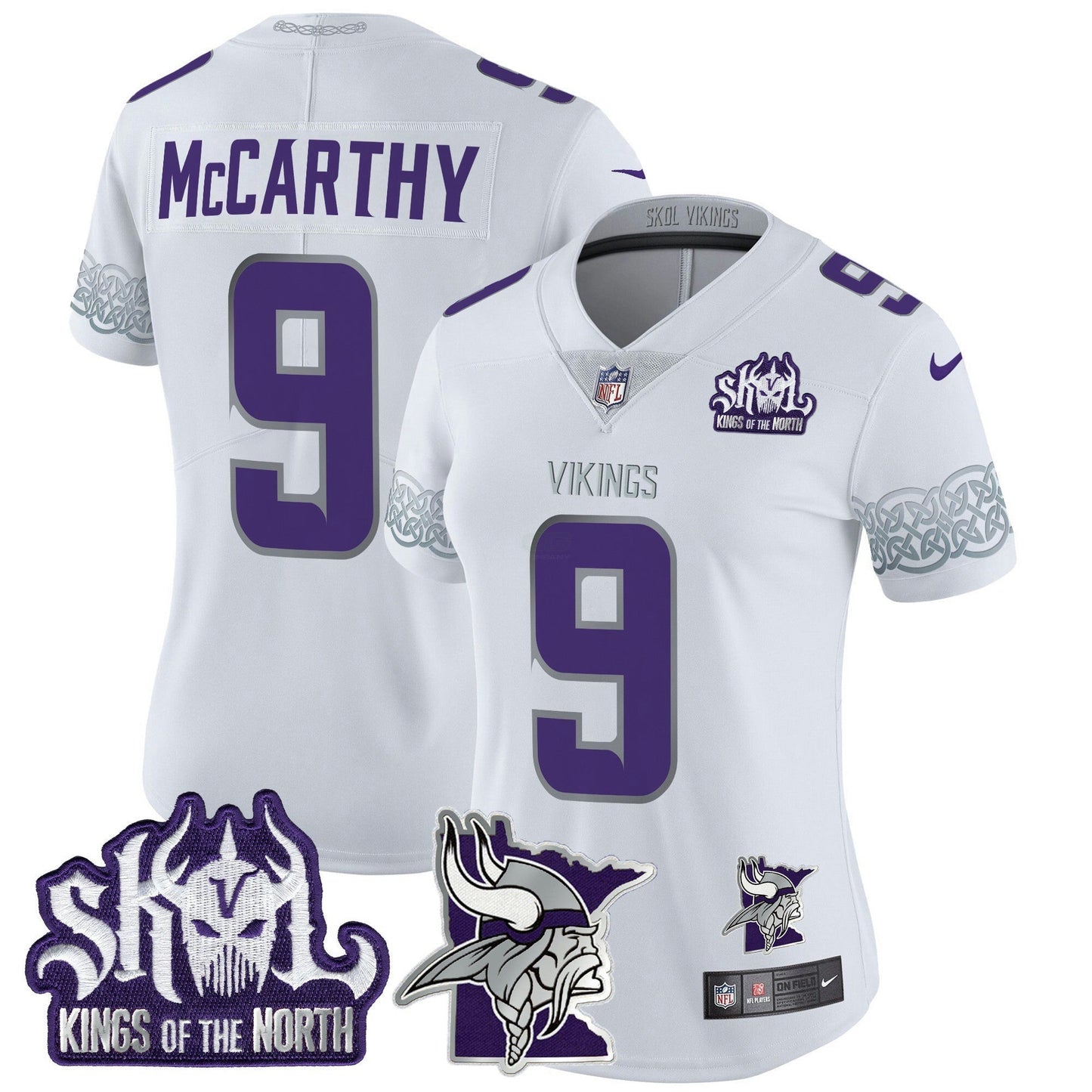 Camisa NFL Women’s Minnesota 2024 Winter Warrior Skol Patch Vapor Limited Jersey V2