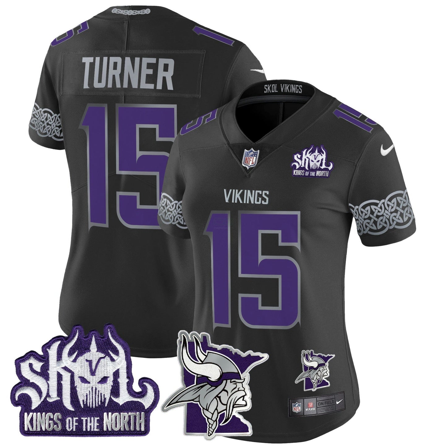 Camisa NFL Women’s Minnesota 2024 Winter Warrior Skol Patch Vapor Limited Jersey V2