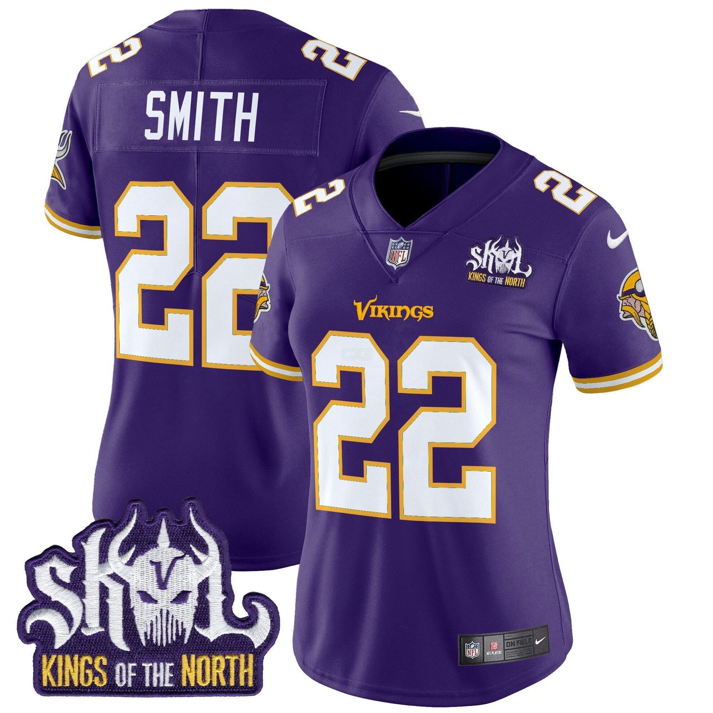 Camisa NFL Women’s Minnesota King Of The North Patch Throwback Vapor Limited Jersey