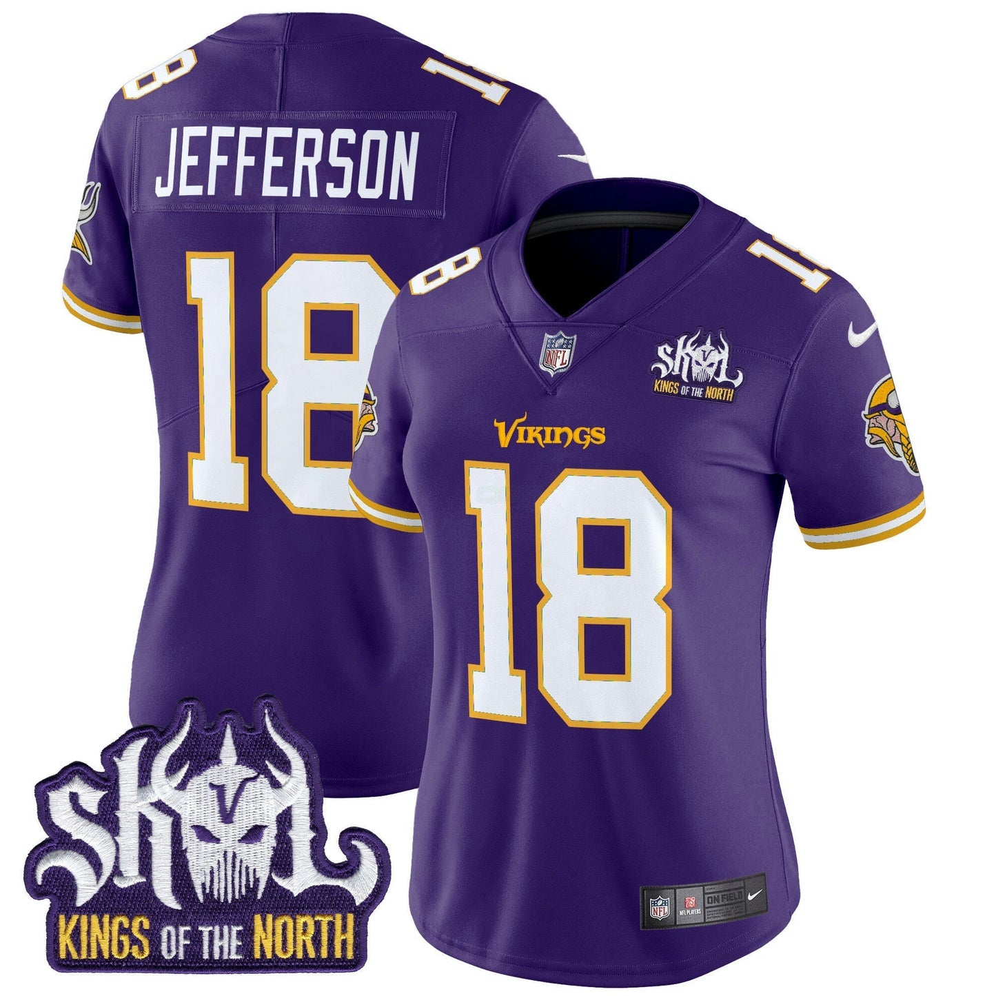 Camisa NFL Women’s Minnesota King Of The North Patch Throwback Vapor Limited Jersey
