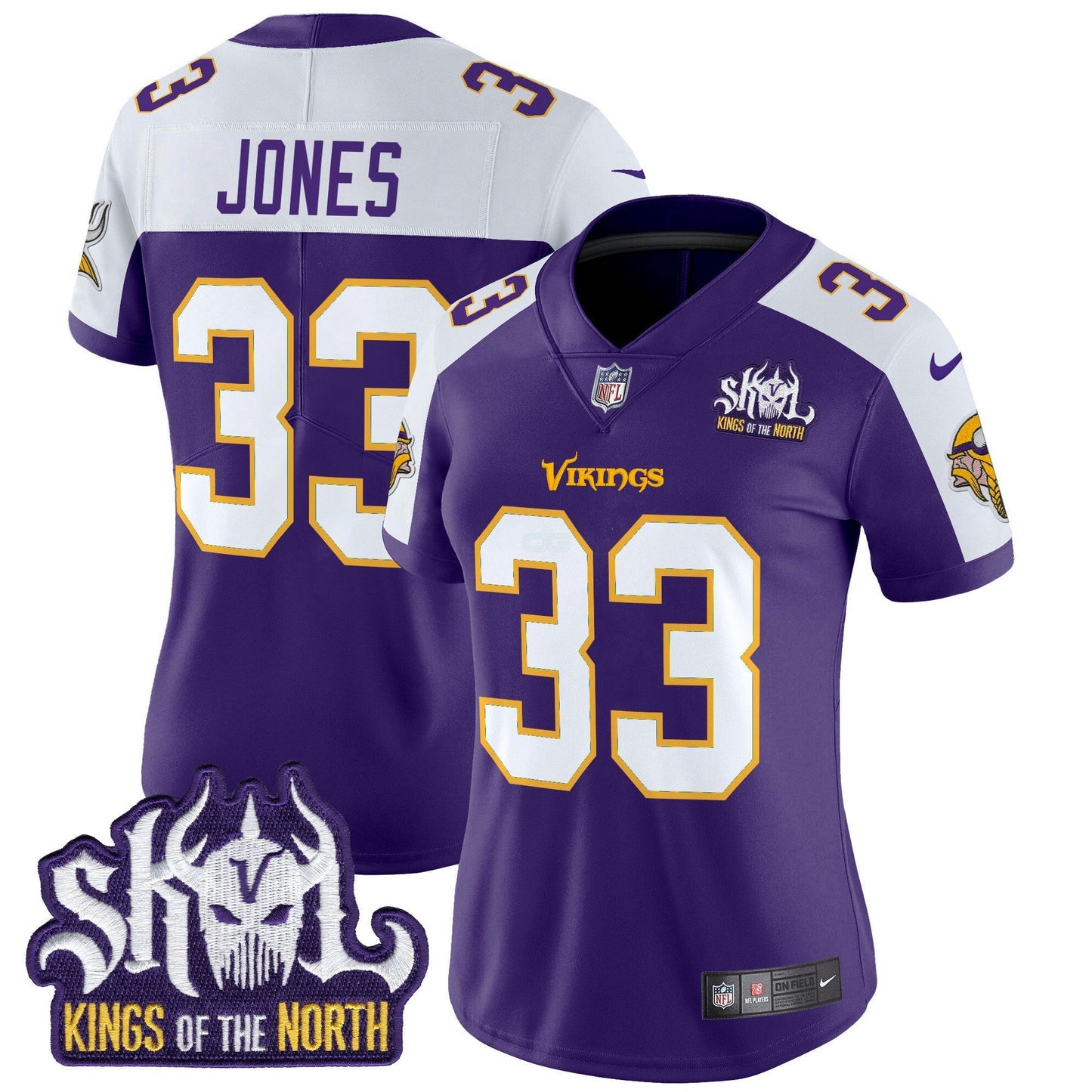 Camisa NFL Women’s Minnesota King Of The North Patch Throwback Vapor Limited Jersey