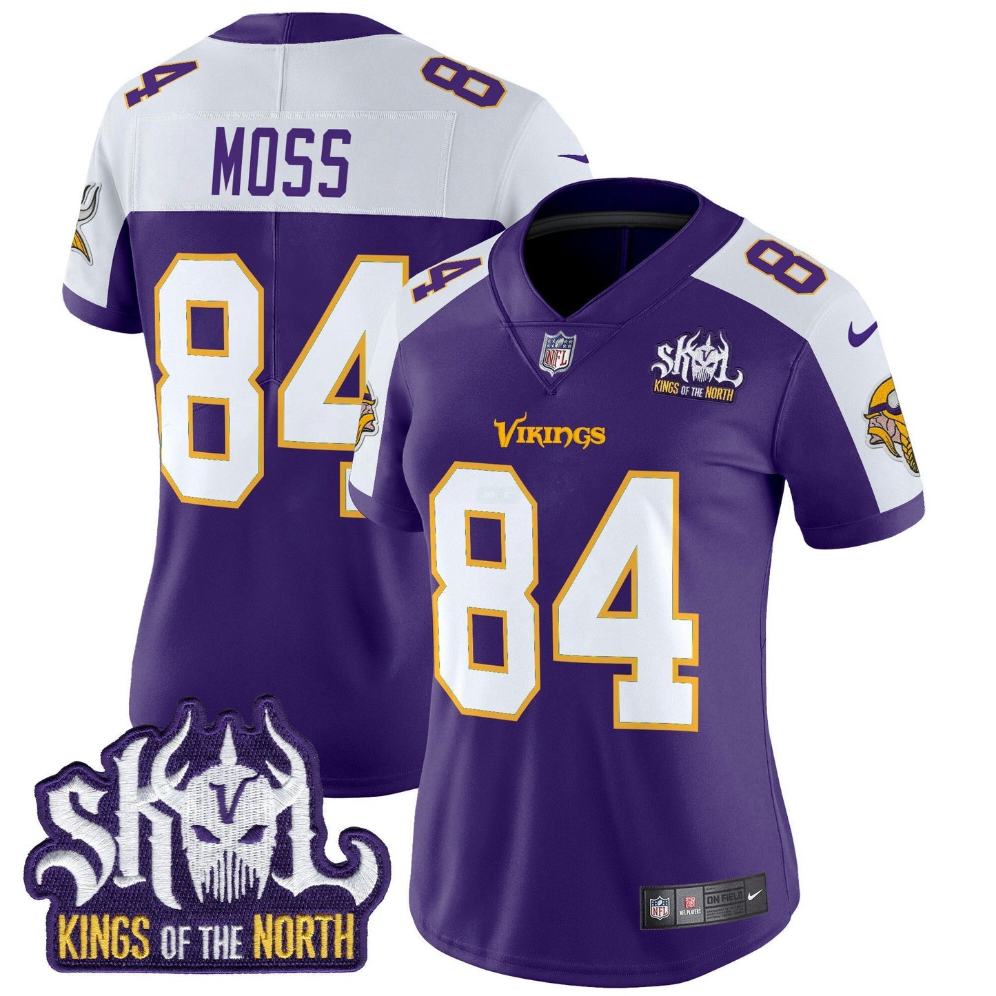 Camisa NFL Women’s Minnesota King Of The North Patch Throwback Vapor Limited Jersey