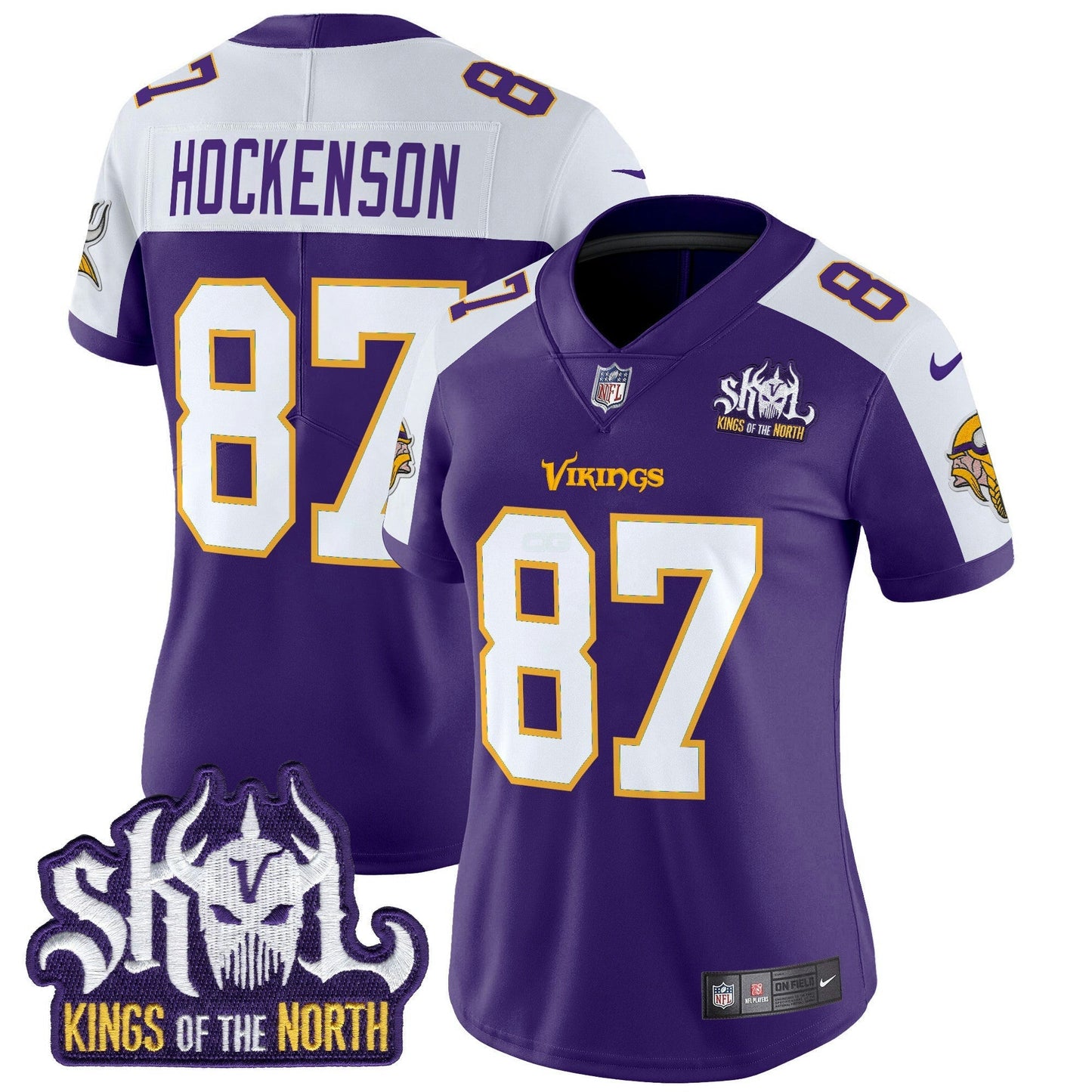 Camisa NFL Women’s Minnesota King Of The North Patch Throwback Vapor Limited Jersey