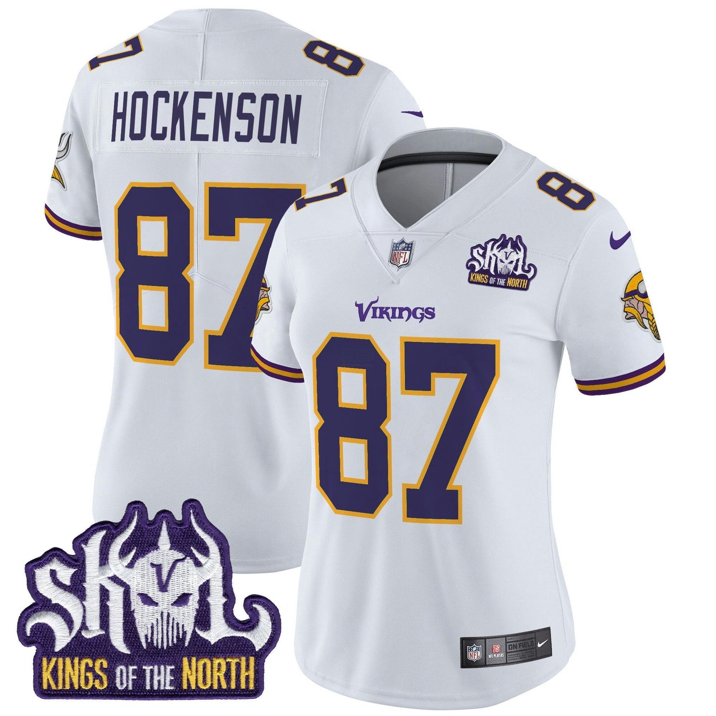 Camisa NFL Women’s Minnesota King Of The North Patch Throwback Vapor Limited Jersey