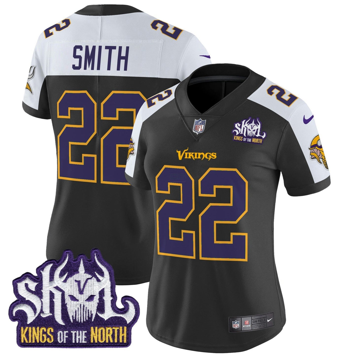 Camisa NFL Women’s Minnesota King Of The North Patch Throwback Vapor Limited Jersey