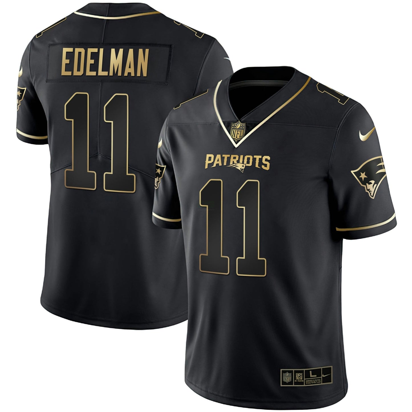 Camisa NFL Women’s New England Branca Dourada & Preta Dourada Jersey