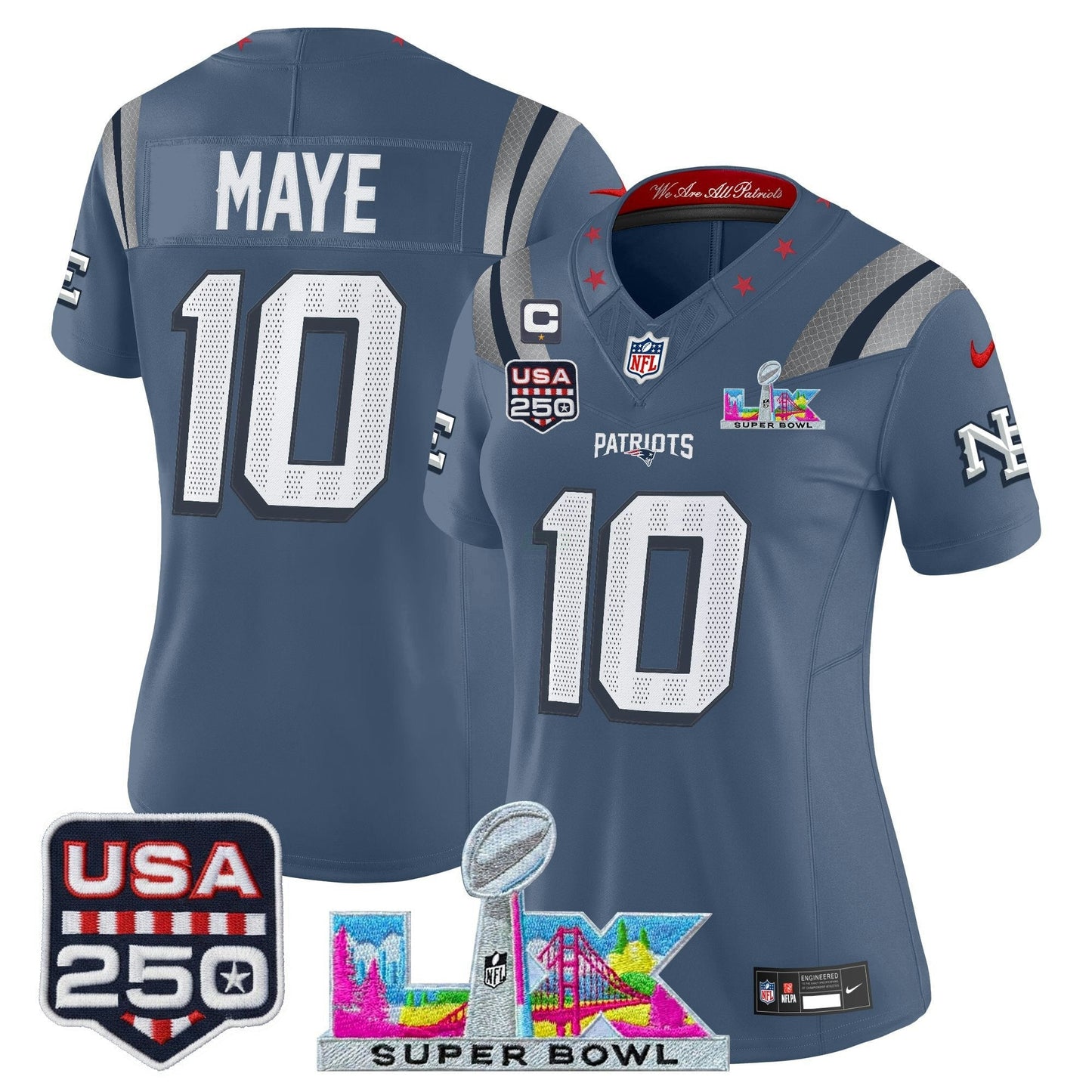 Camisa NFL Women’s New England “Super Bowl LX & United States 250th Anniversary Patch” Vapor Limited Jersey