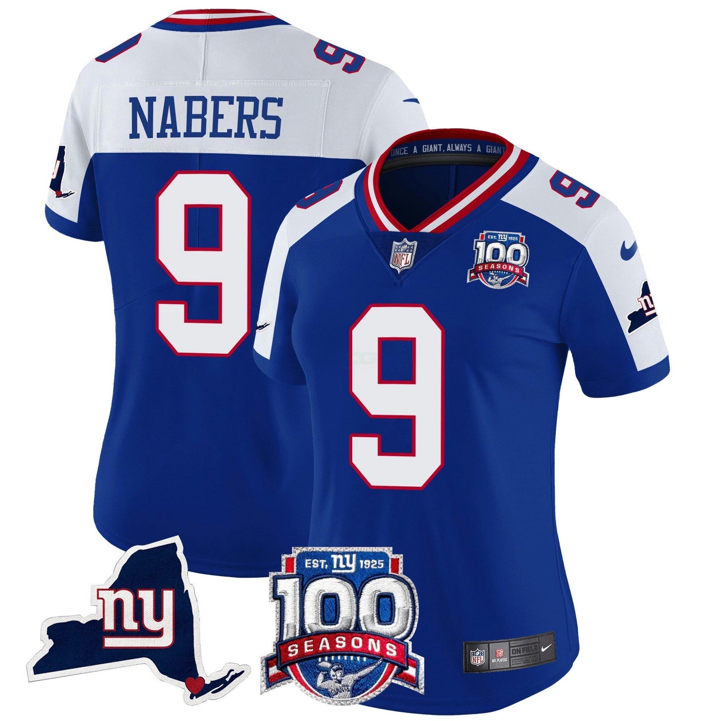 Camisa NFL Women’s New York 100th Season & State Patch Vapor Limited Jersey