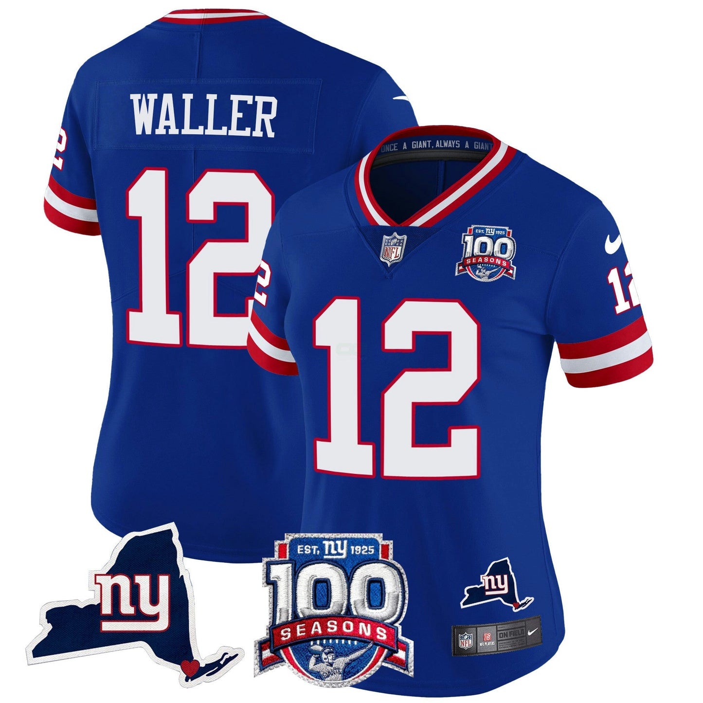 Camisa NFL Women’s New York 100th Season & State Patch Vapor Limited Jersey