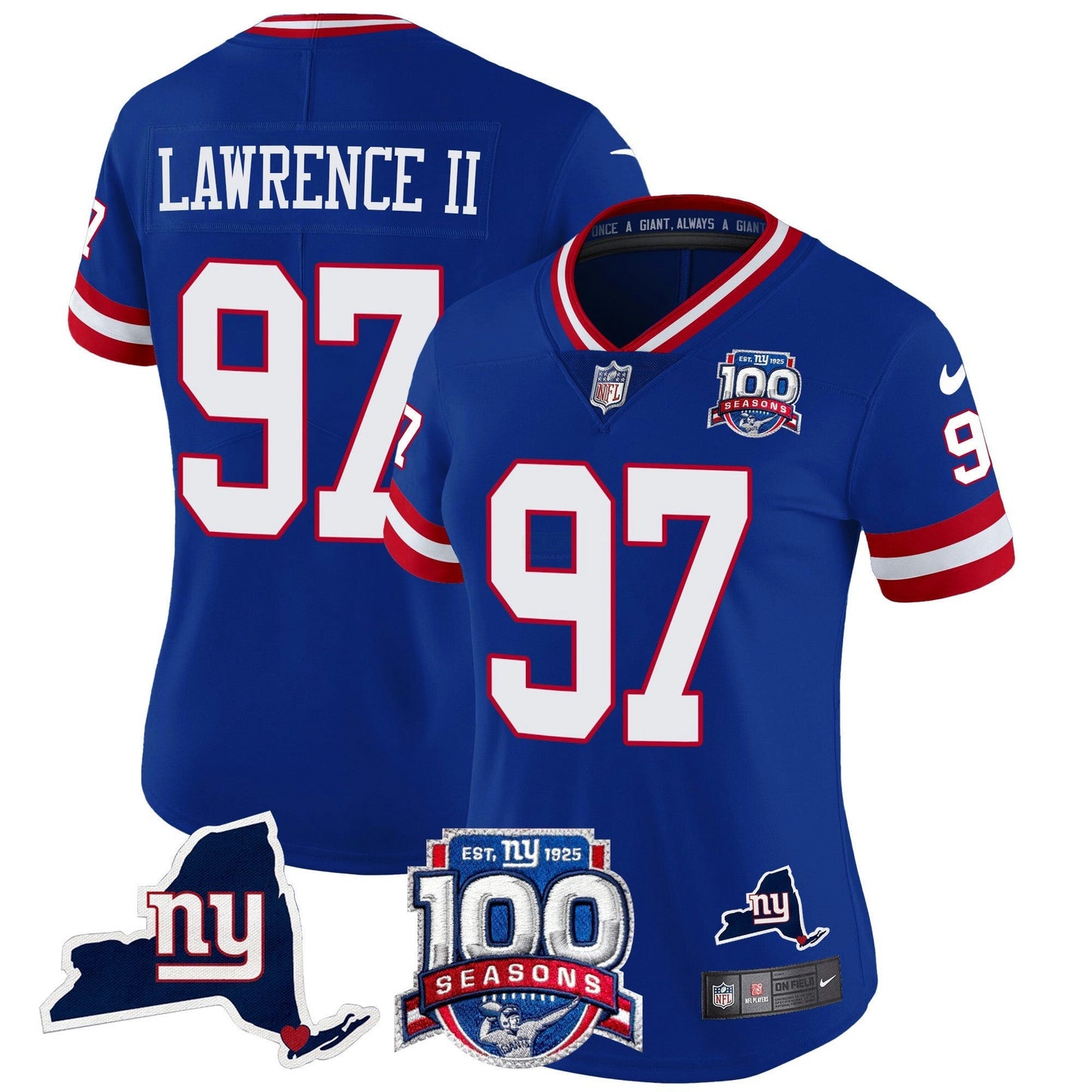 Camisa NFL Women’s New York 100th Season & State Patch Vapor Limited Jersey