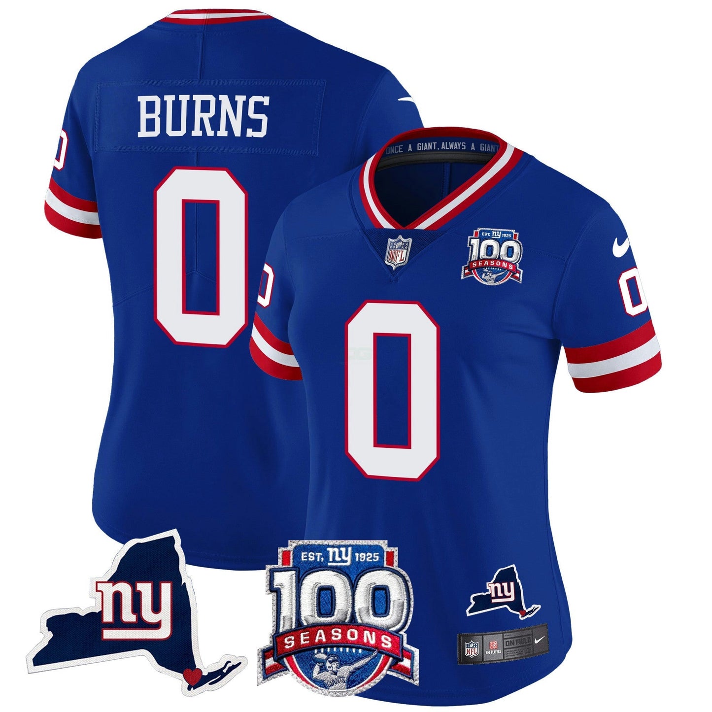 Camisa NFL Women’s New York 100th Season & State Patch Vapor Limited Jersey
