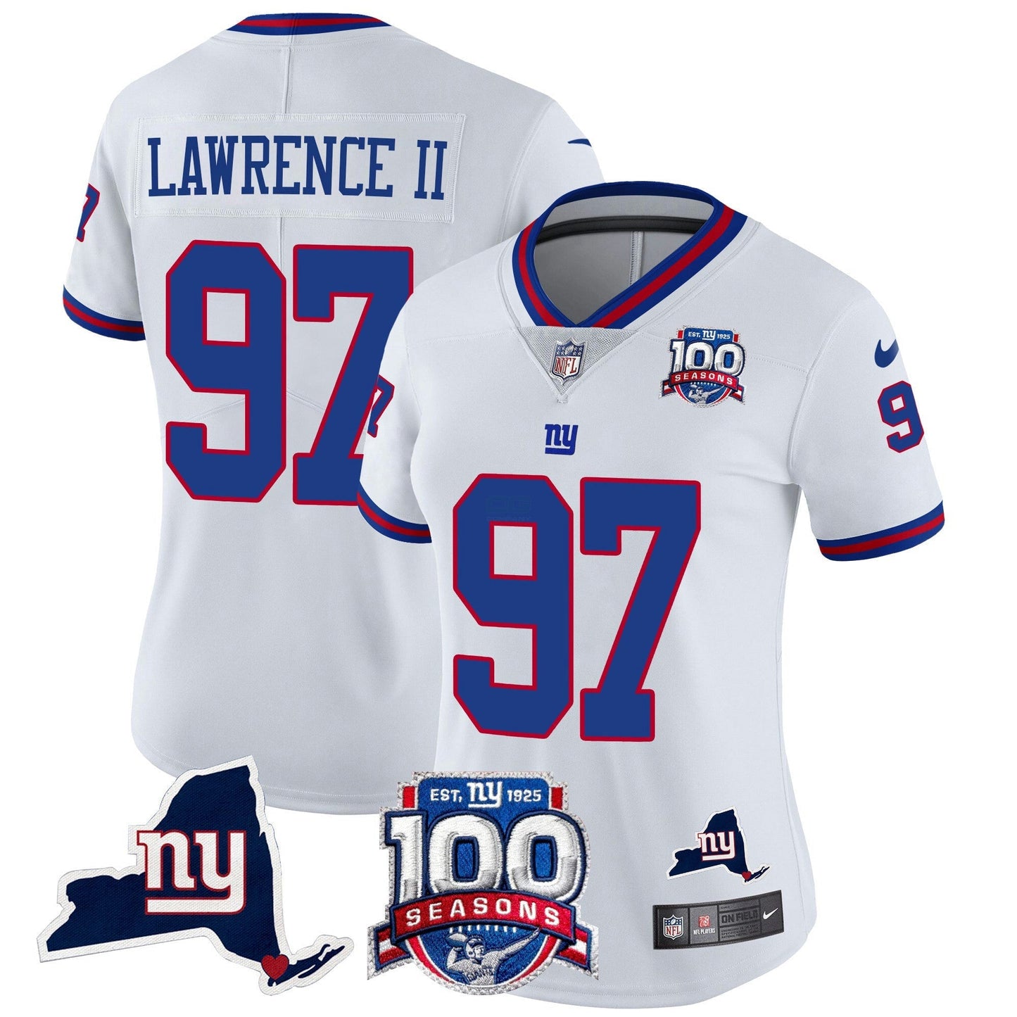 Camisa NFL Women’s New York 100th Season & State Patch Vapor Limited Jersey