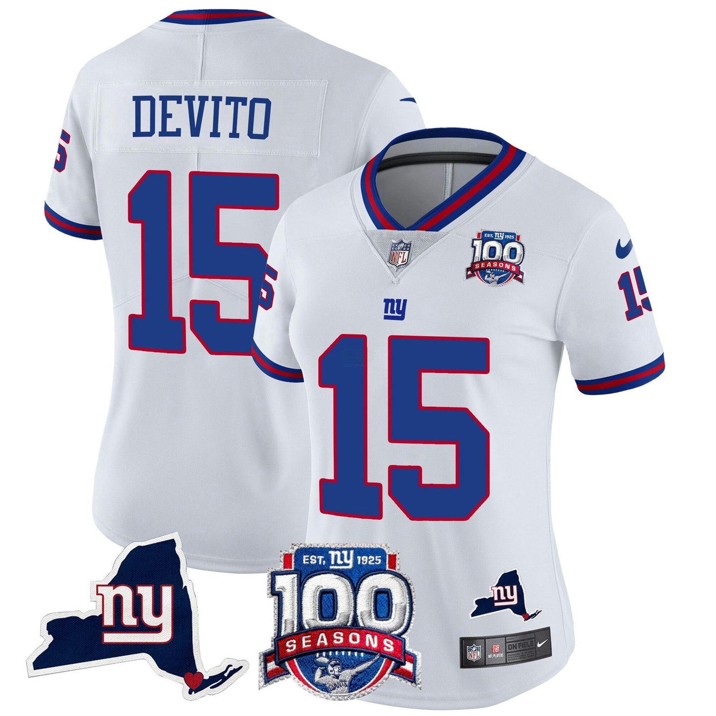 Camisa NFL Women’s New York 100th Season & State Patch Vapor Limited Jersey