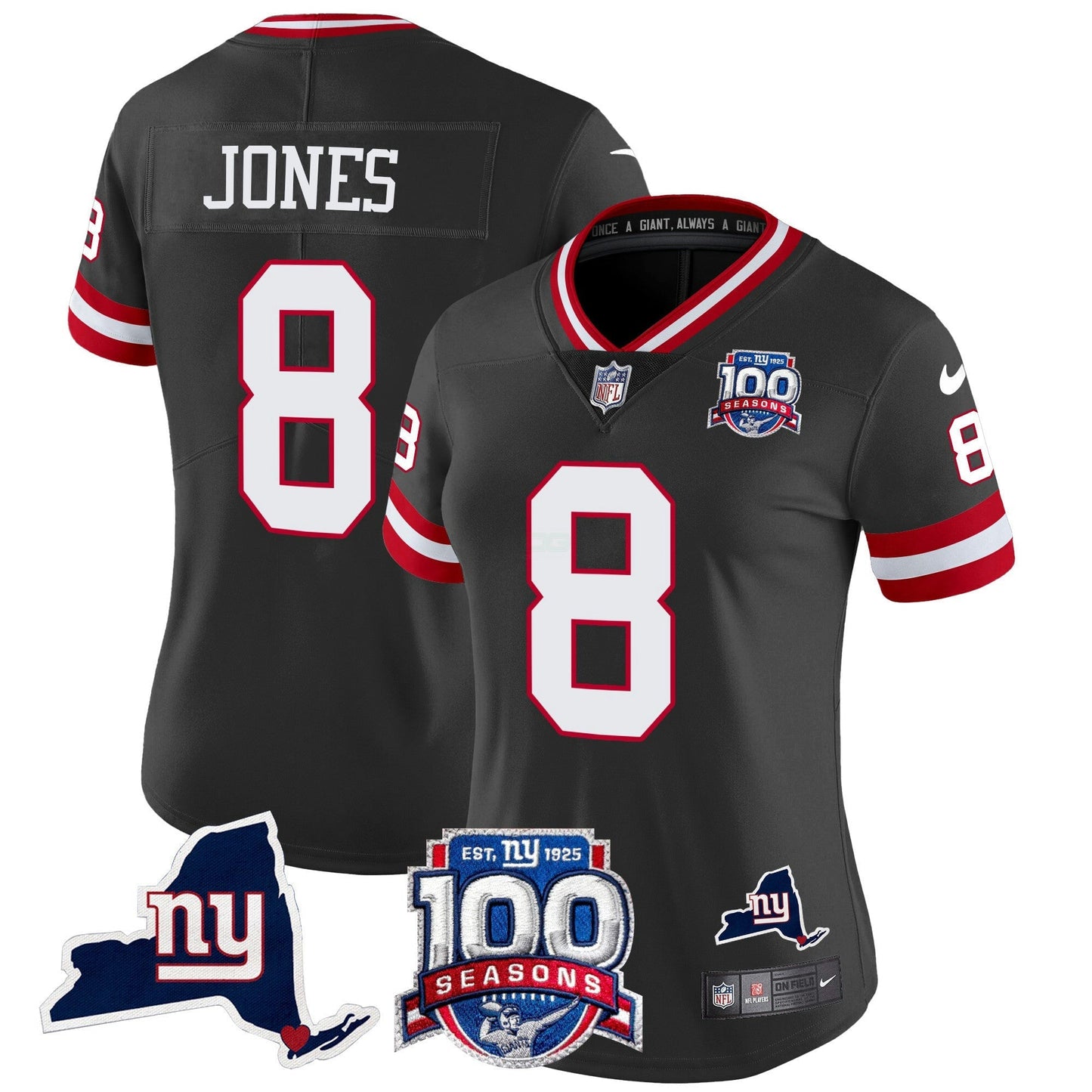 Camisa NFL Women’s New York 100th Season & State Patch Vapor Limited Jersey