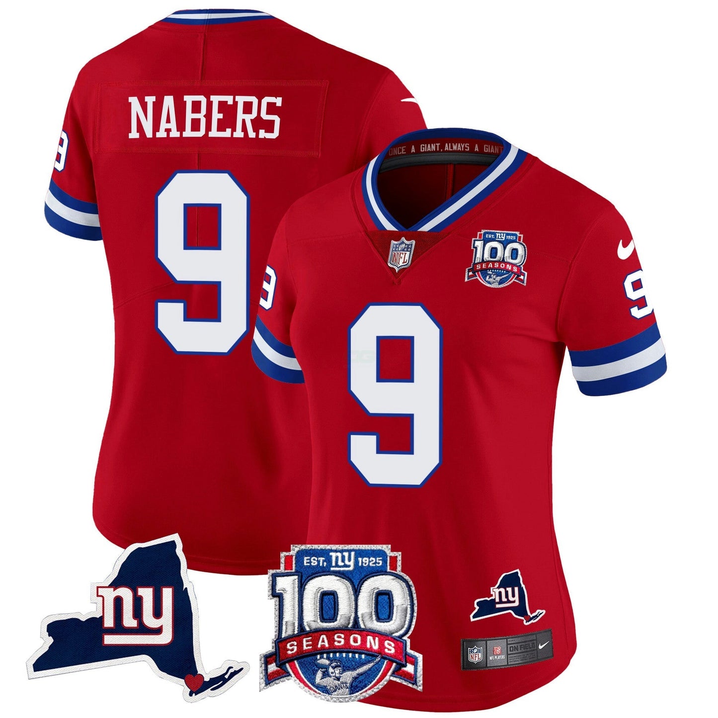 Camisa NFL Women’s New York 100th Season & State Patch Vapor Limited Jersey