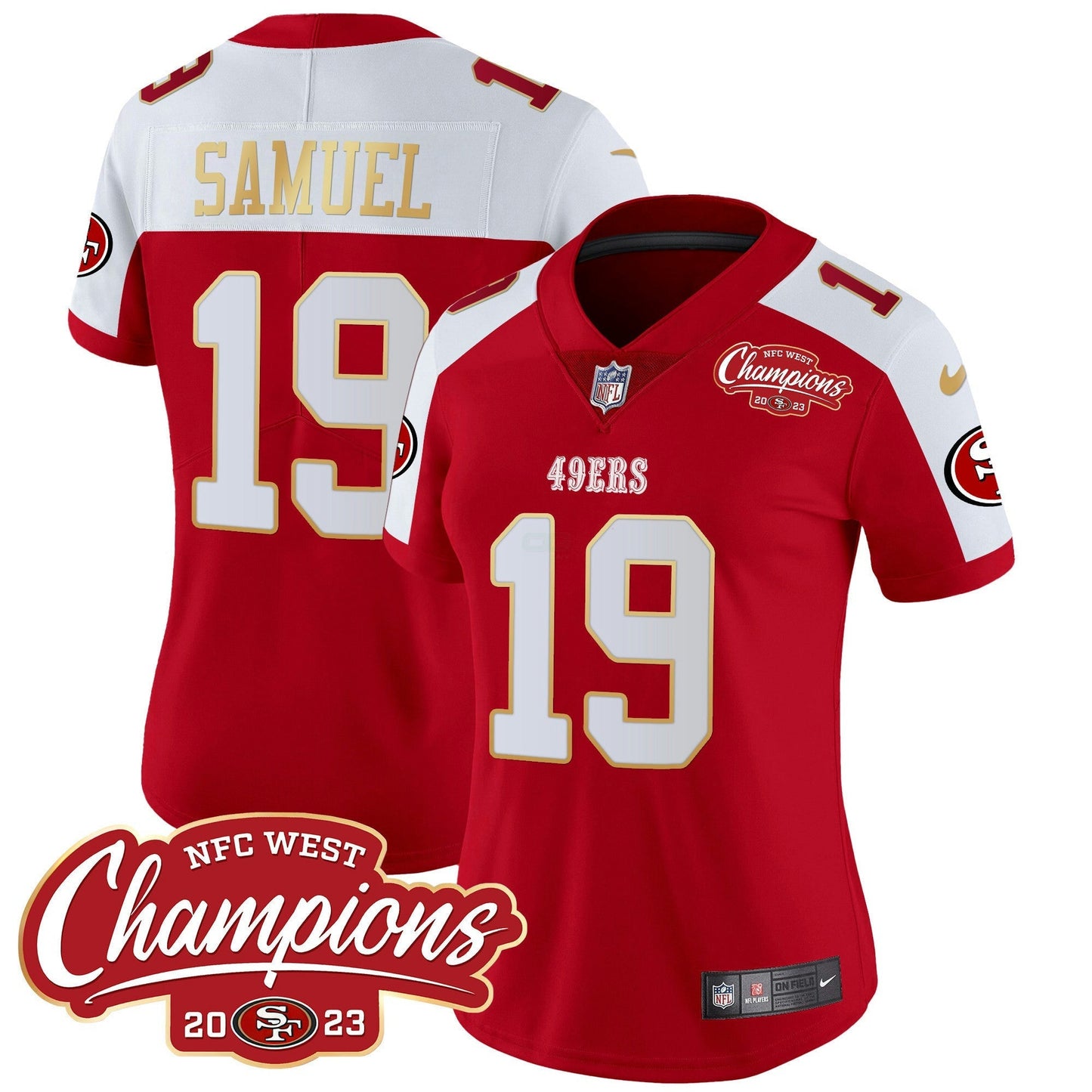 Camisa NFL Women’s NFC West Champions Dourada Trim Vapor Jersey