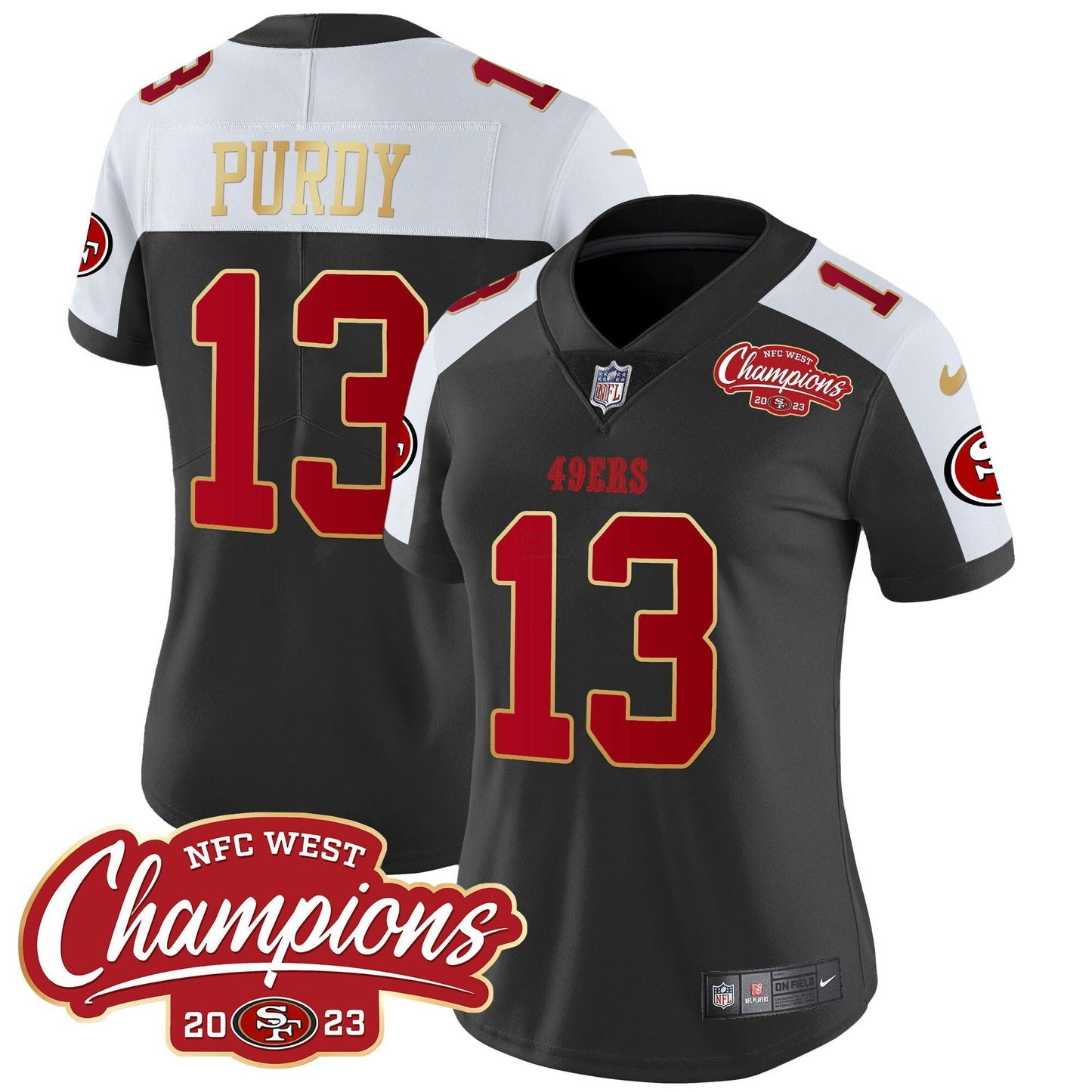 Camisa NFL Women’s NFC West Champions Dourada Trim Vapor Jersey
