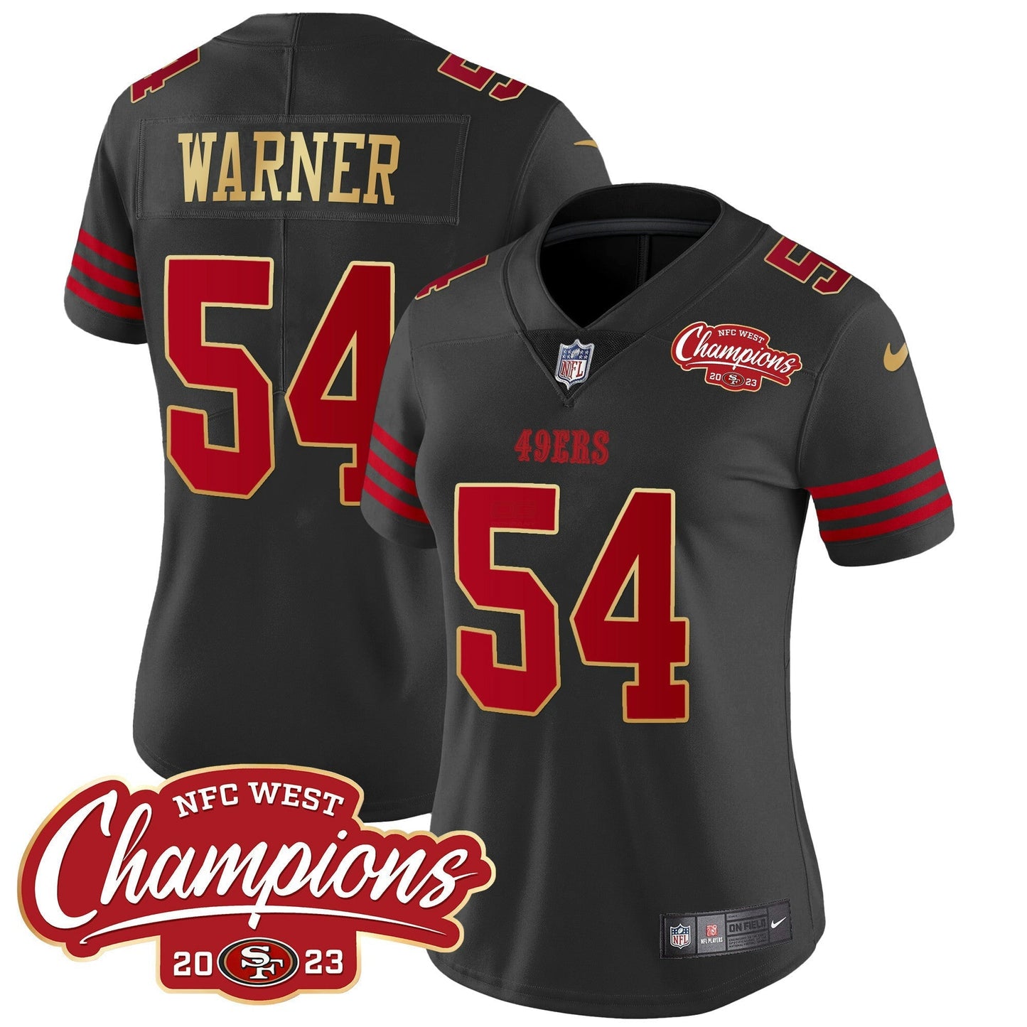 Camisa NFL Women’s NFC West Champions Dourada Trim Vapor Jersey