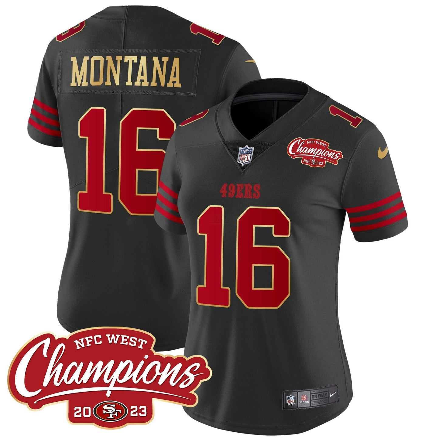 Camisa NFL Women’s NFC West Champions Dourada Trim Vapor Jersey