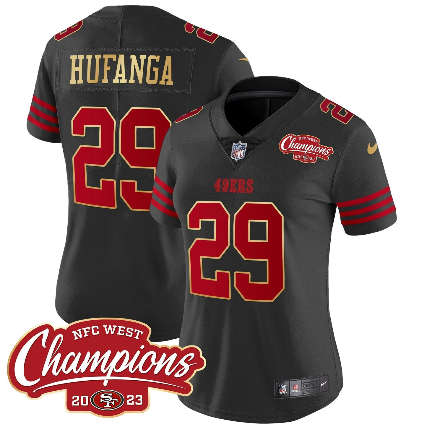 Camisa NFL Women’s NFC West Champions Dourada Trim Vapor Jersey