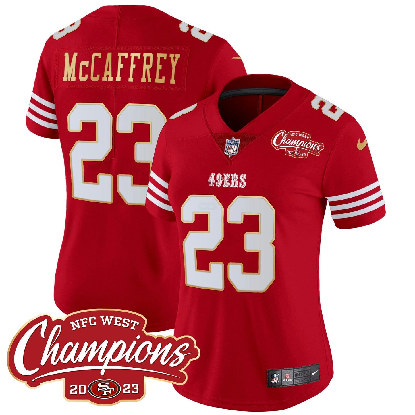 Camisa NFL Women’s NFC West Champions Dourada Trim Vapor Jersey