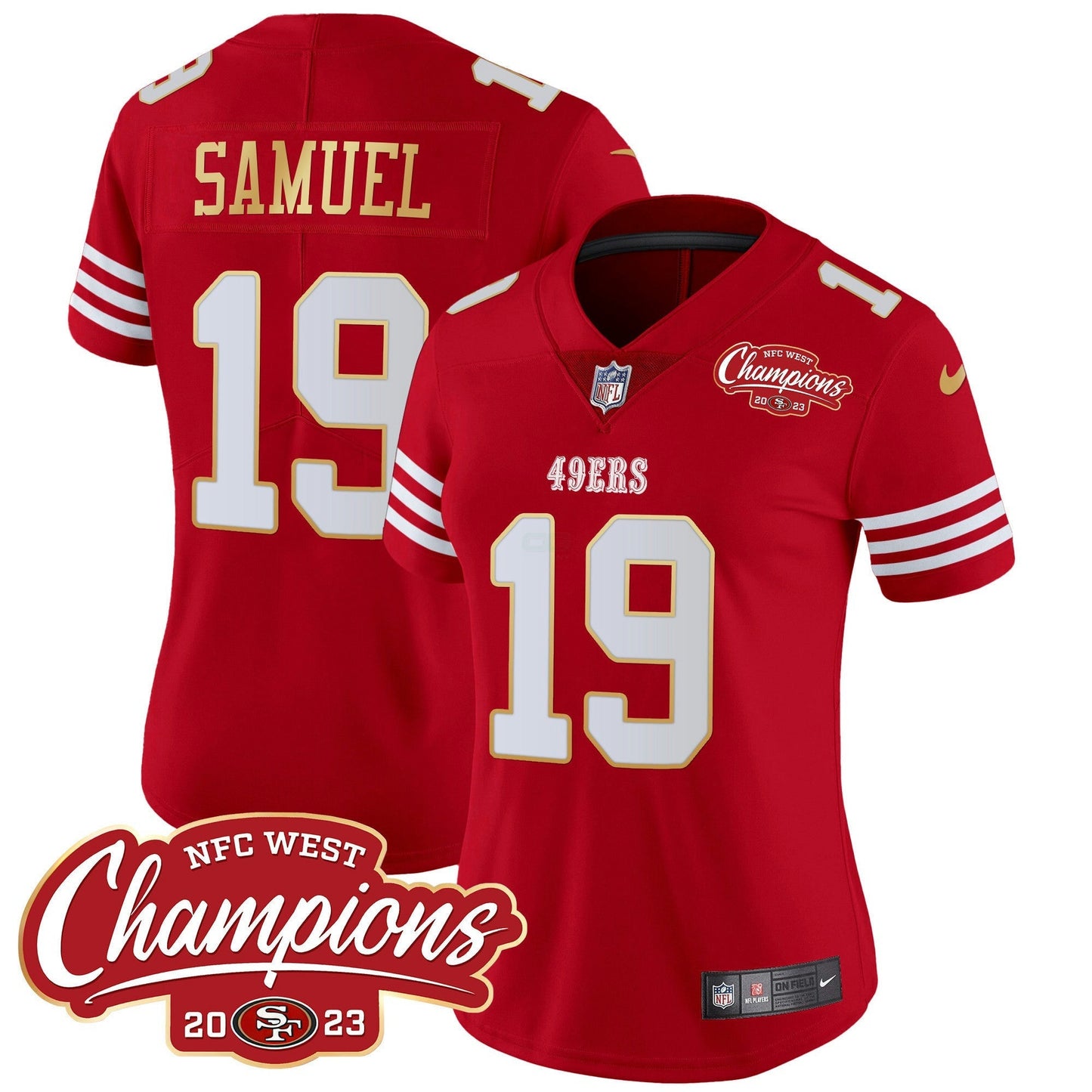 Camisa NFL Women’s NFC West Champions Dourada Trim Vapor Jersey