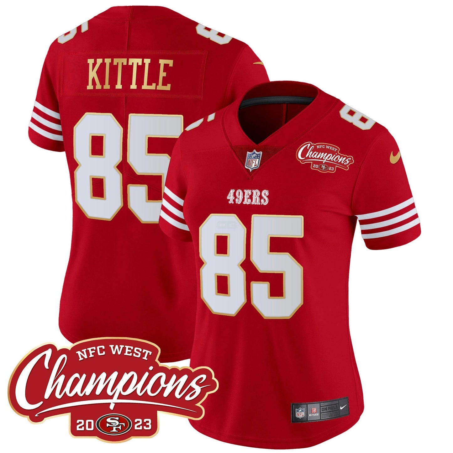 Camisa NFL Women’s NFC West Champions Dourada Trim Vapor Jersey